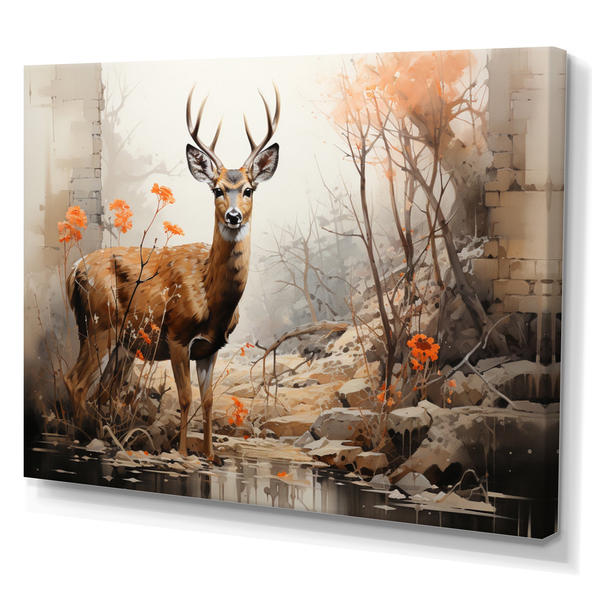 Deer Rustic Elegance - Deer Canvas Wall Art