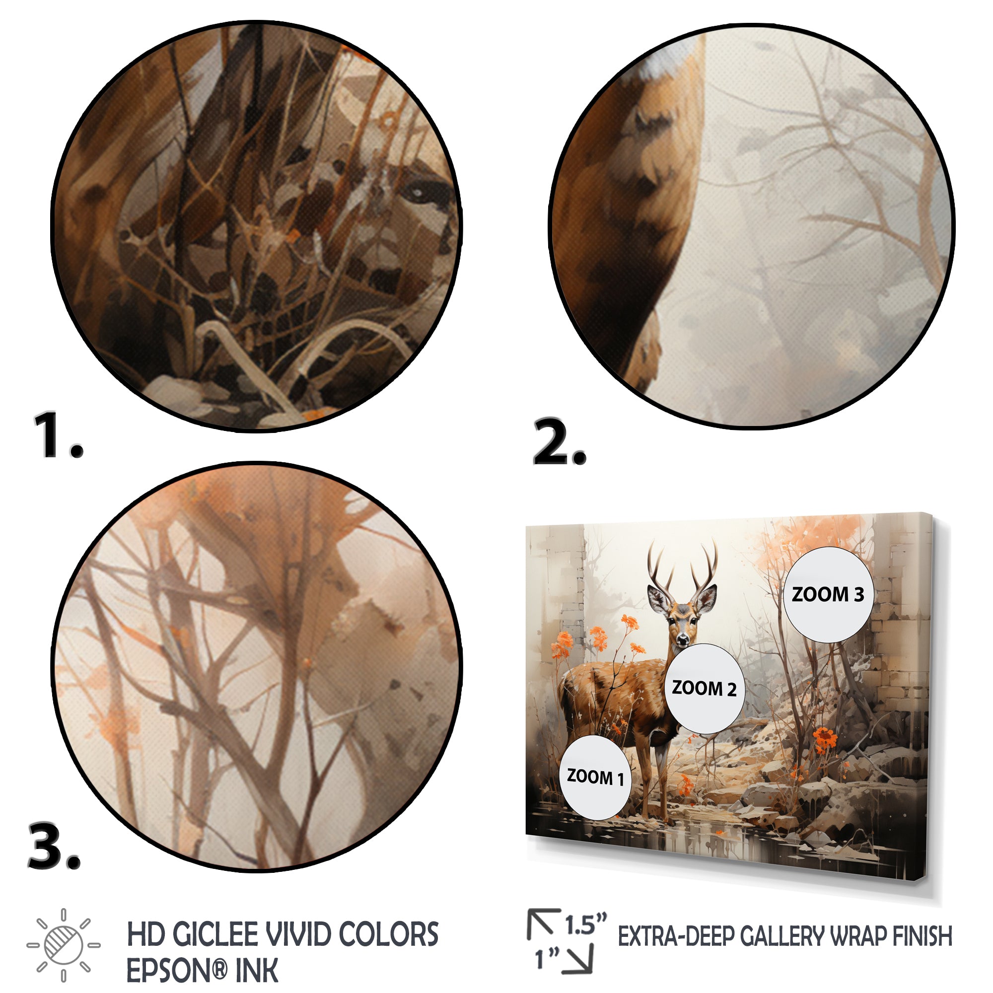 Deer Rustic Elegance - Deer Canvas Wall Art