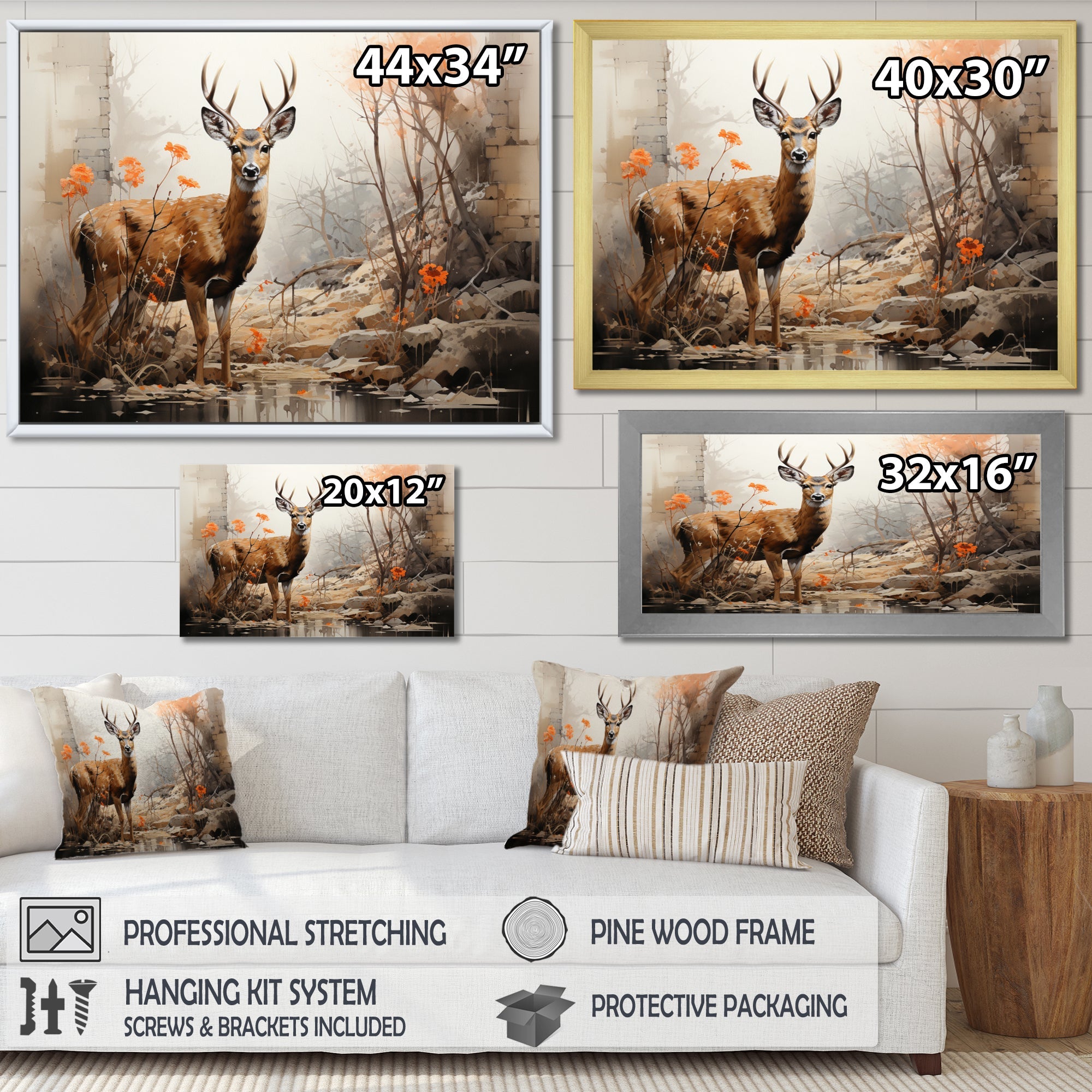 Deer Rustic Elegance - Deer Canvas Wall Art