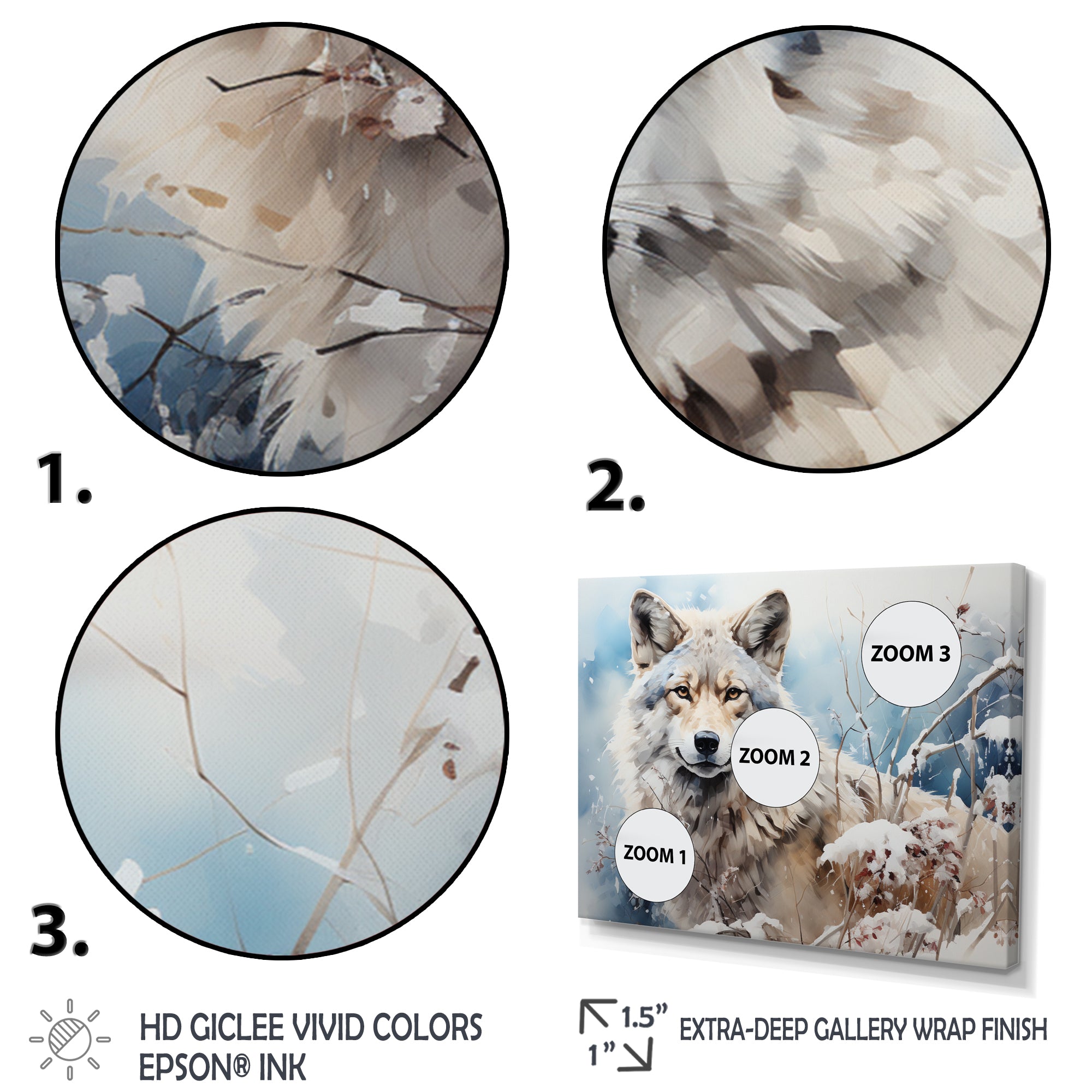 Wolf Winters Embrace - Deer Framed Canvas Art