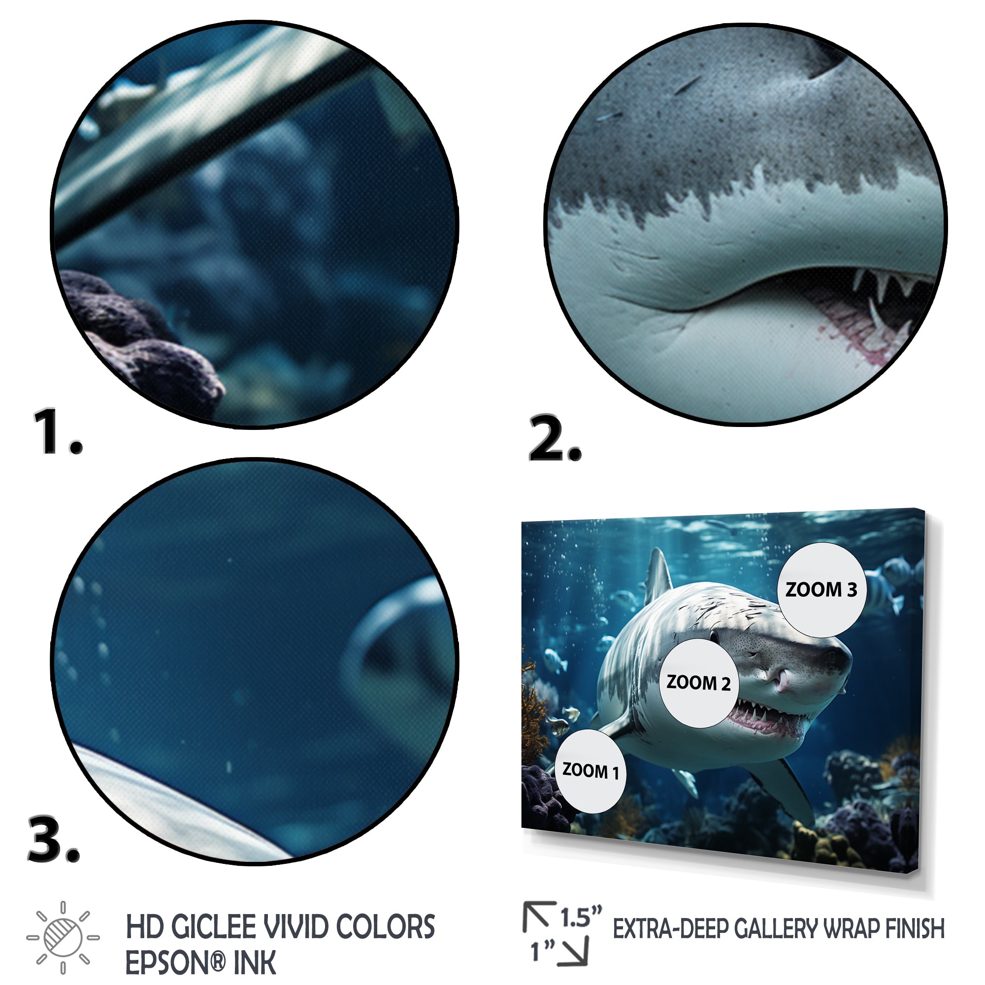 Teal Grey Shark Marine Symphony - Teal Shark Wall Art