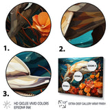 Dolphin Marine Symphony Geometric - Orange Dolphin Wall Art