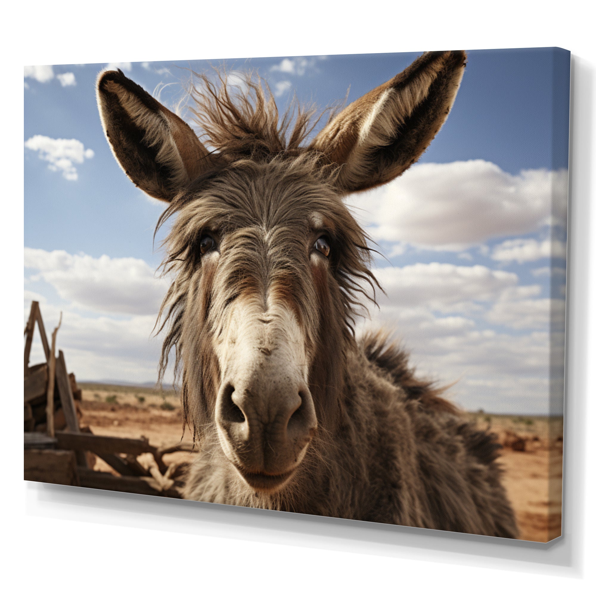 Grey Donkey Portrait - Donkey Canvas Wall Art