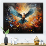 Teal Dove Winged Harmony Collage - Dove Framed Canvas Art
