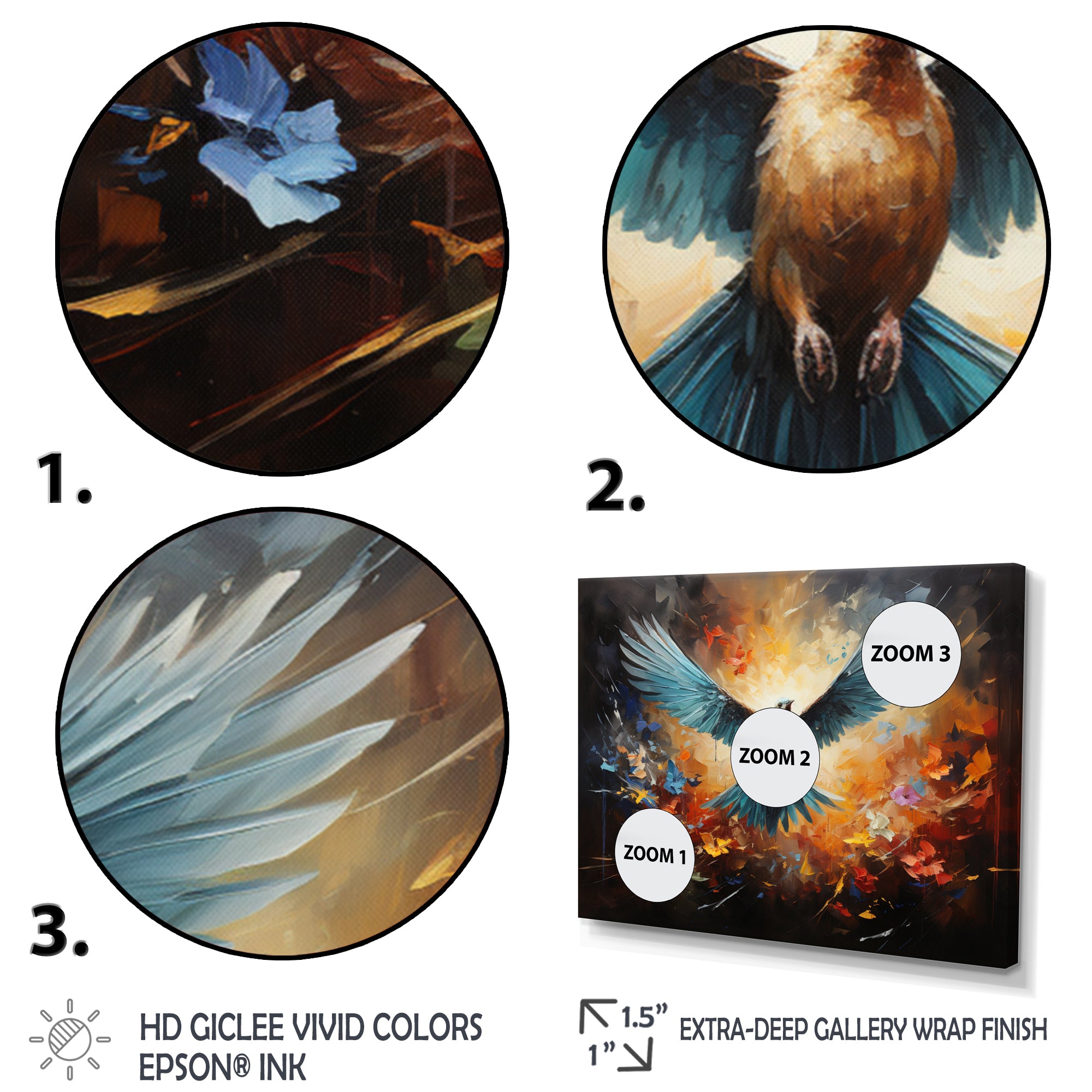 Teal Dove Winged Harmony Collage - Dove Framed Canvas Art