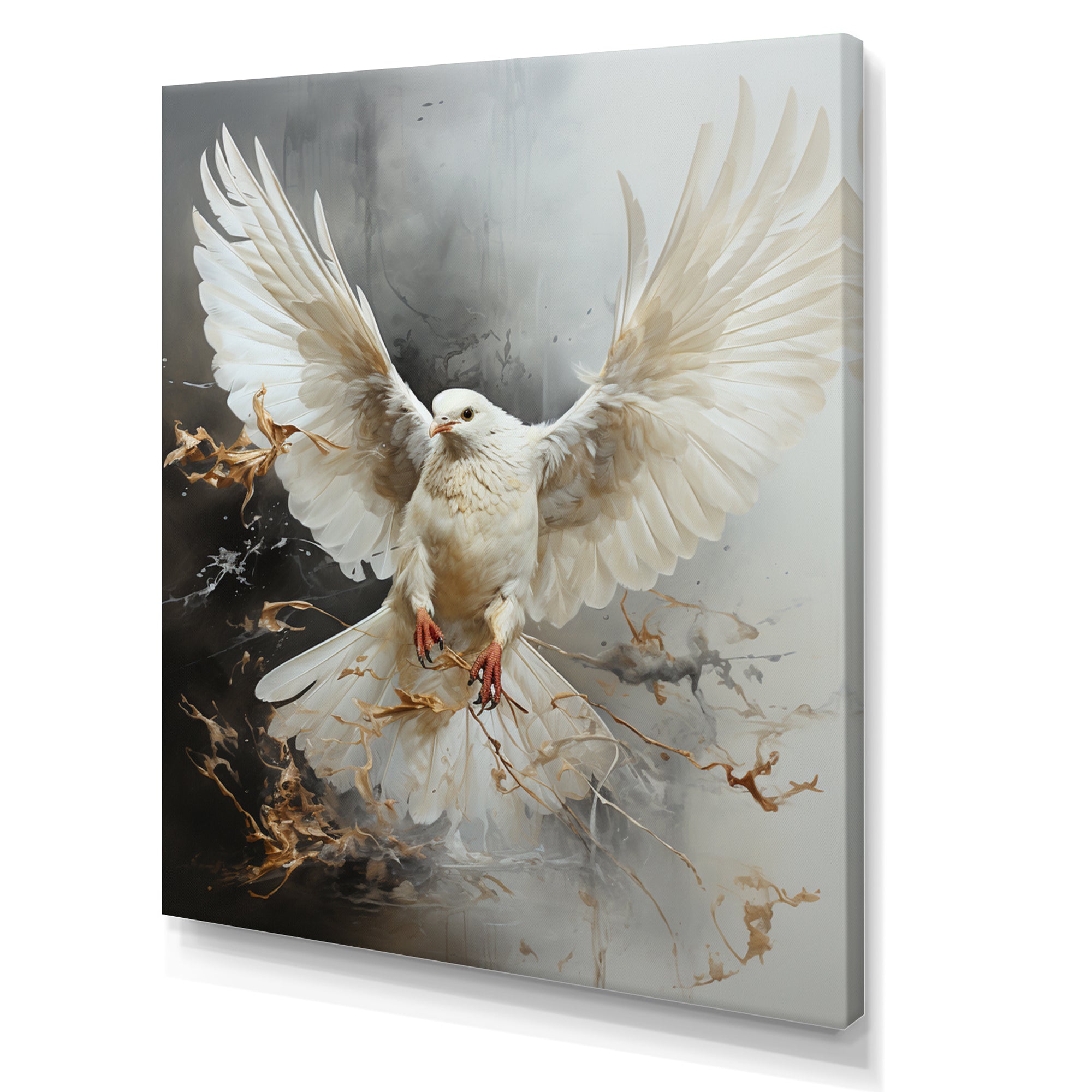 White Dove Winged Messenger - Dove Living Room Wall Art