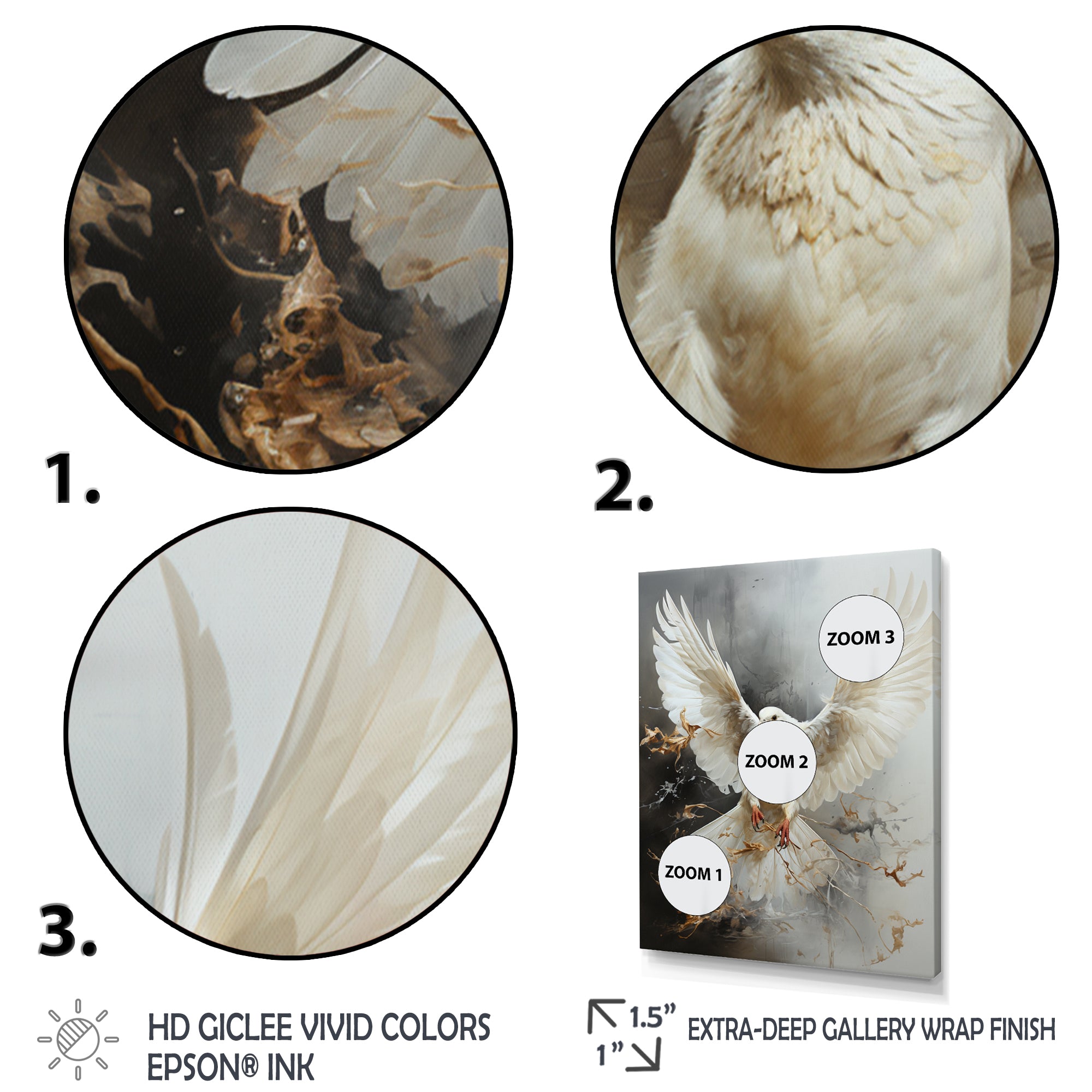 White Dove Winged Messenger - Dove Living Room Wall Art