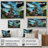 Teal Dragonfly Airborne Jewel - Dragonfly Canvas Wall Art