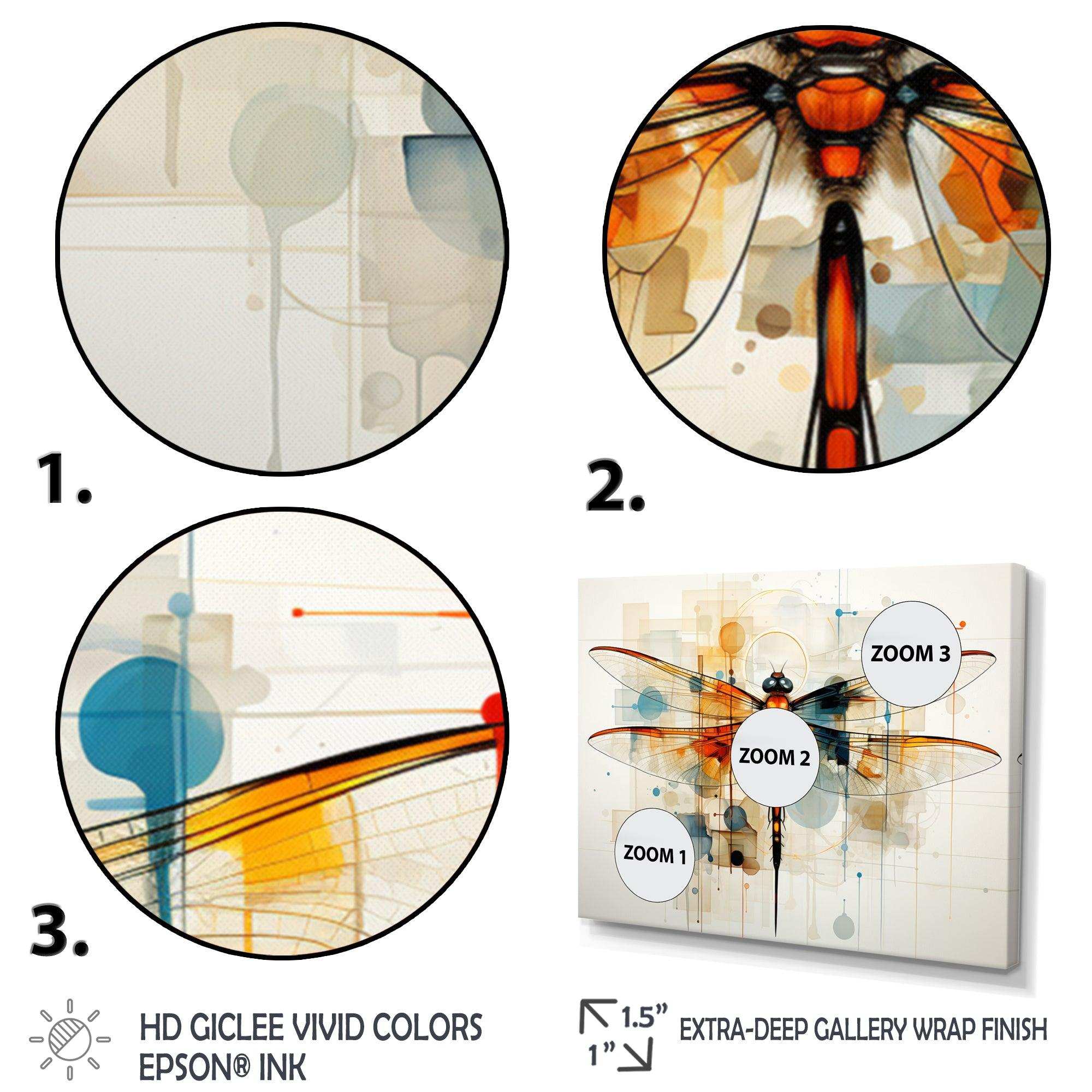 Teak Dragonfly Ethereal Flight Geometric - Animals Canvas Wall Art