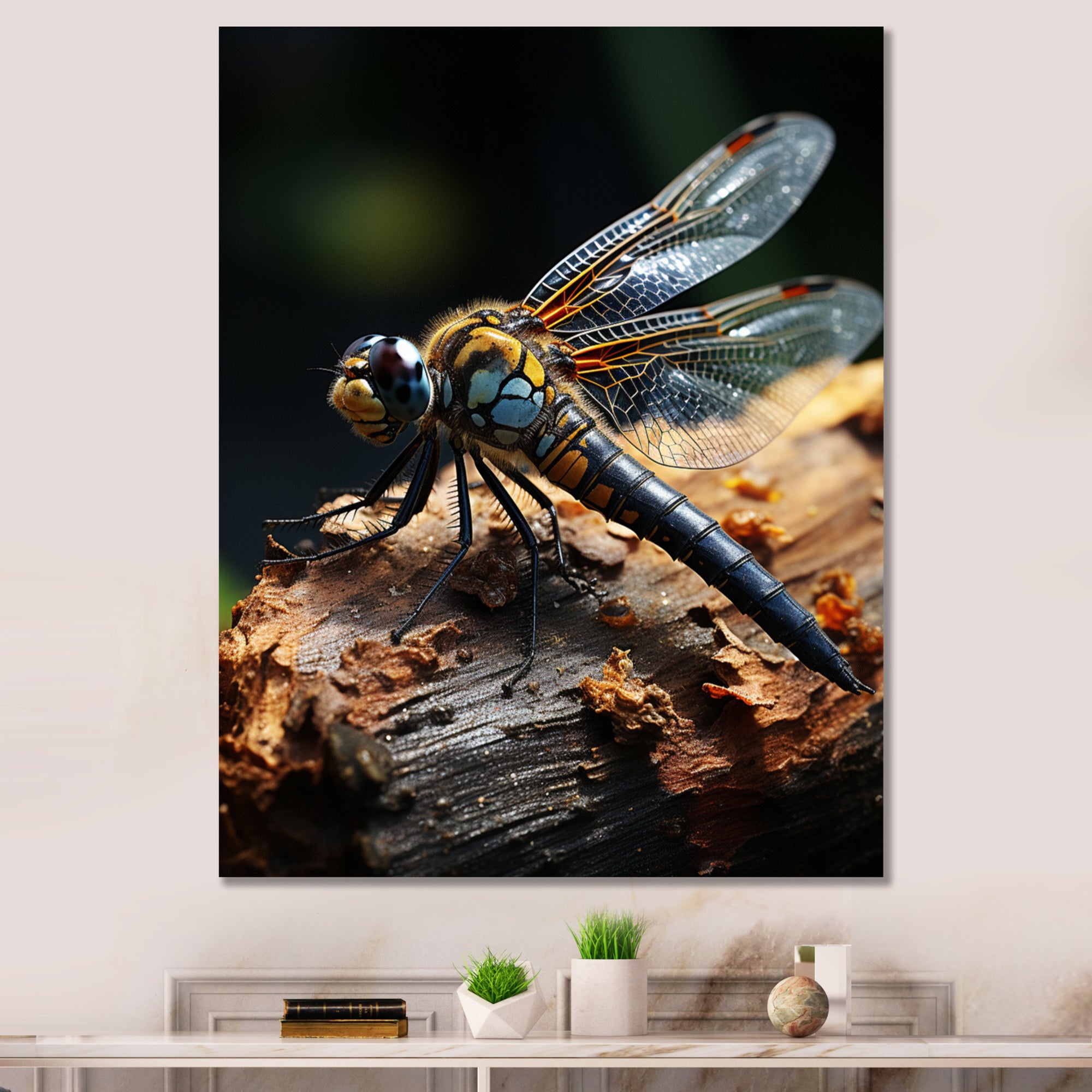 Brown Dragonfly Portrait Vibrant - Dragonfly Home Decor Art