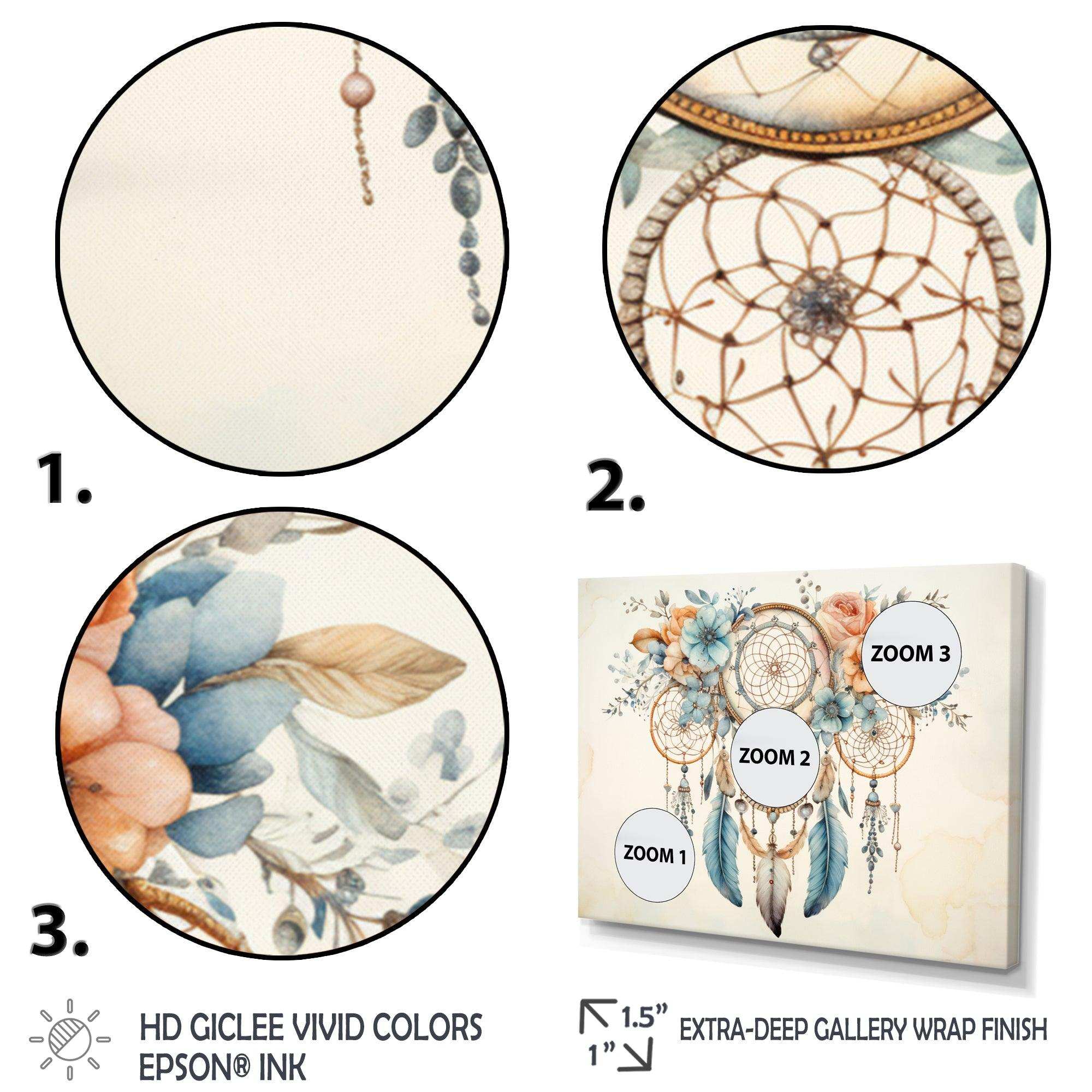 Teal Dreamcatcher Vintage Whispers - Spiritual Canvas Wall Art