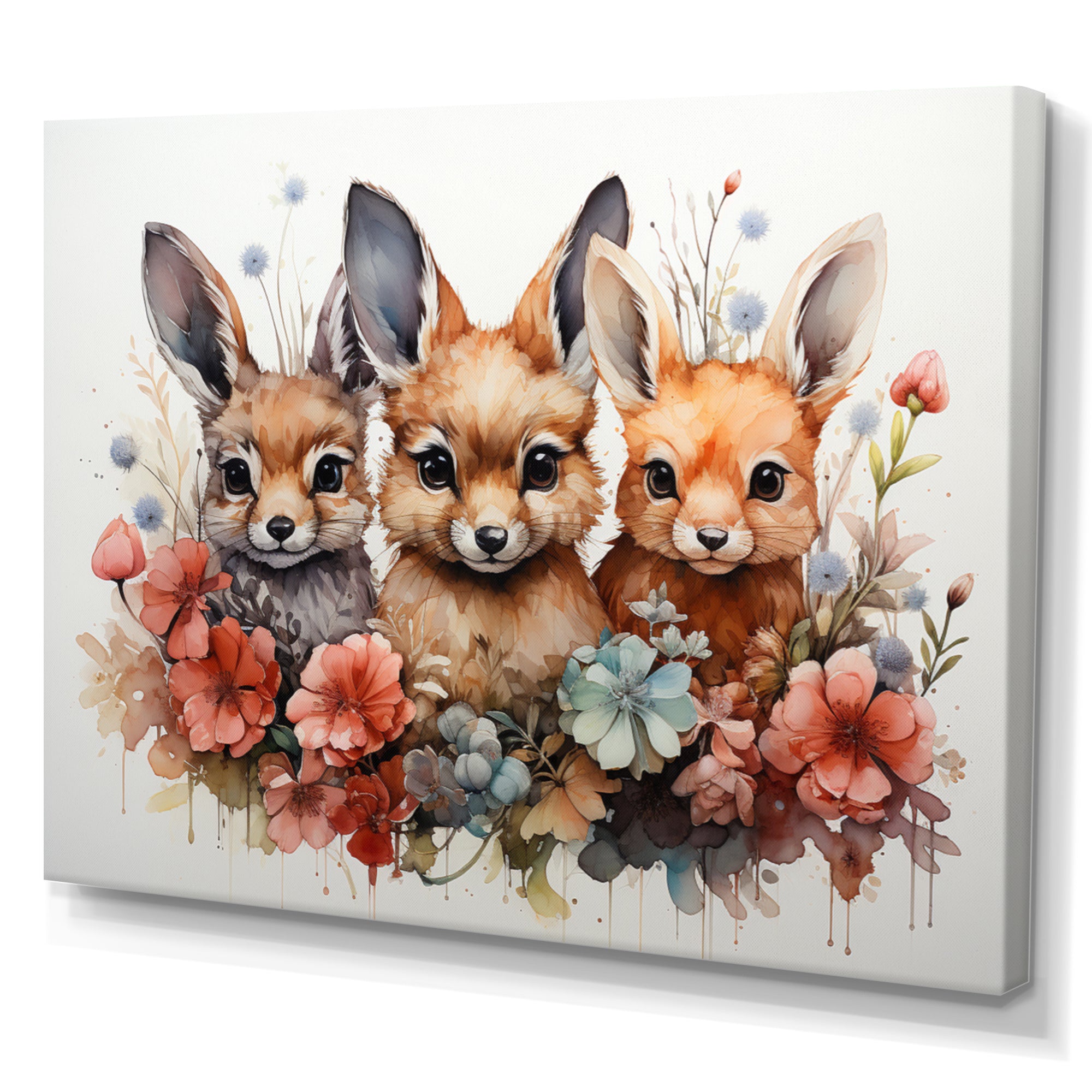 Dry Watercolor Whimsical Animals - Rabbit Living Room Wall Art