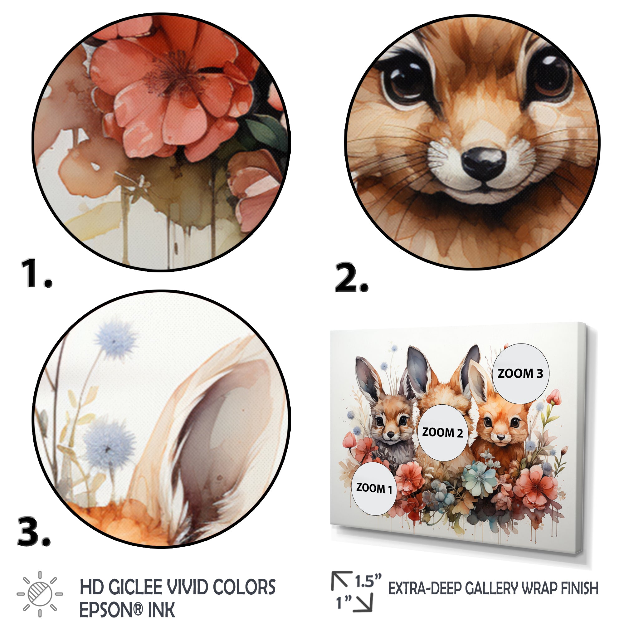 Dry Watercolor Whimsical Animals - Rabbit Living Room Wall Art