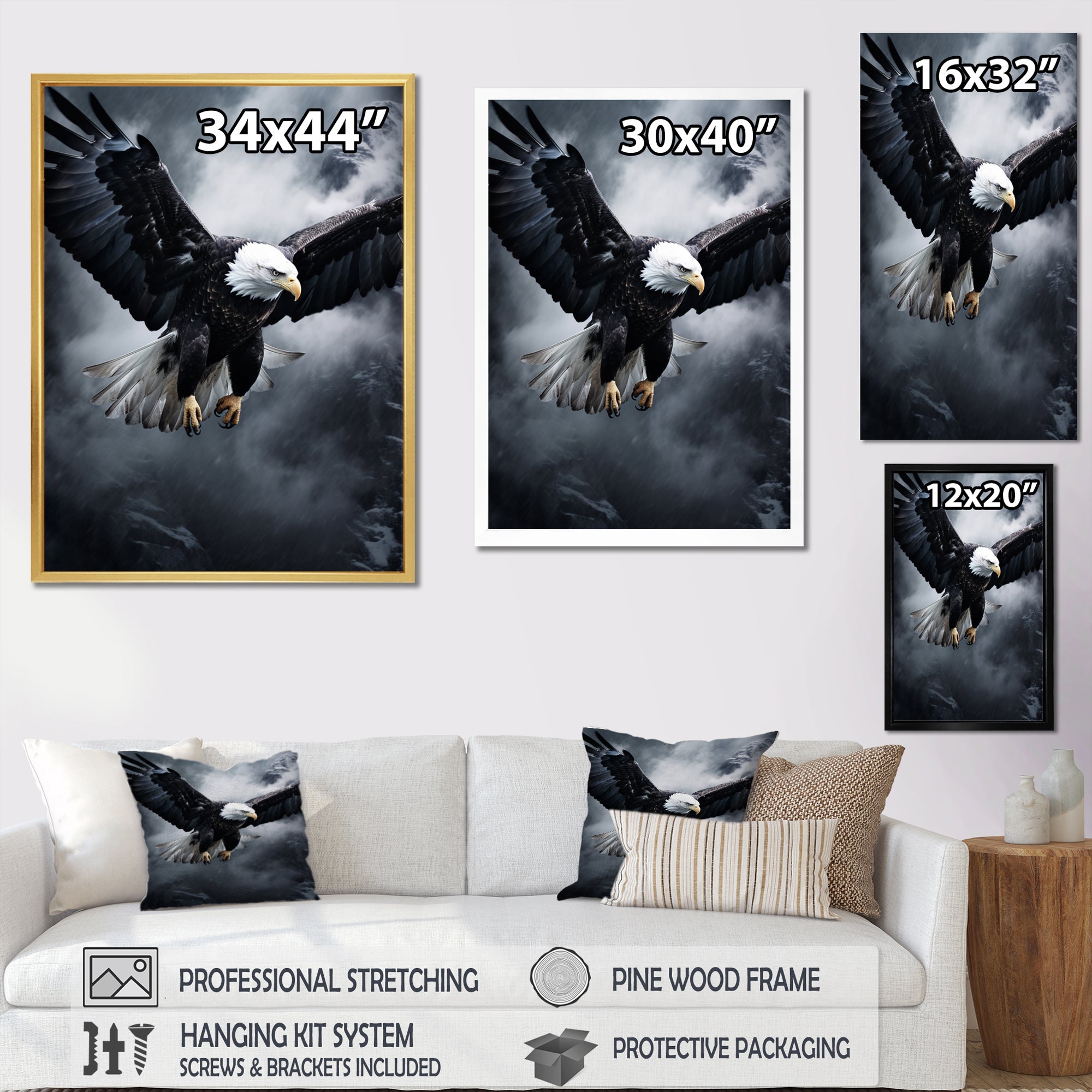 Eagle Graceful Soar Eagle - Eagle Canvas Wall Art