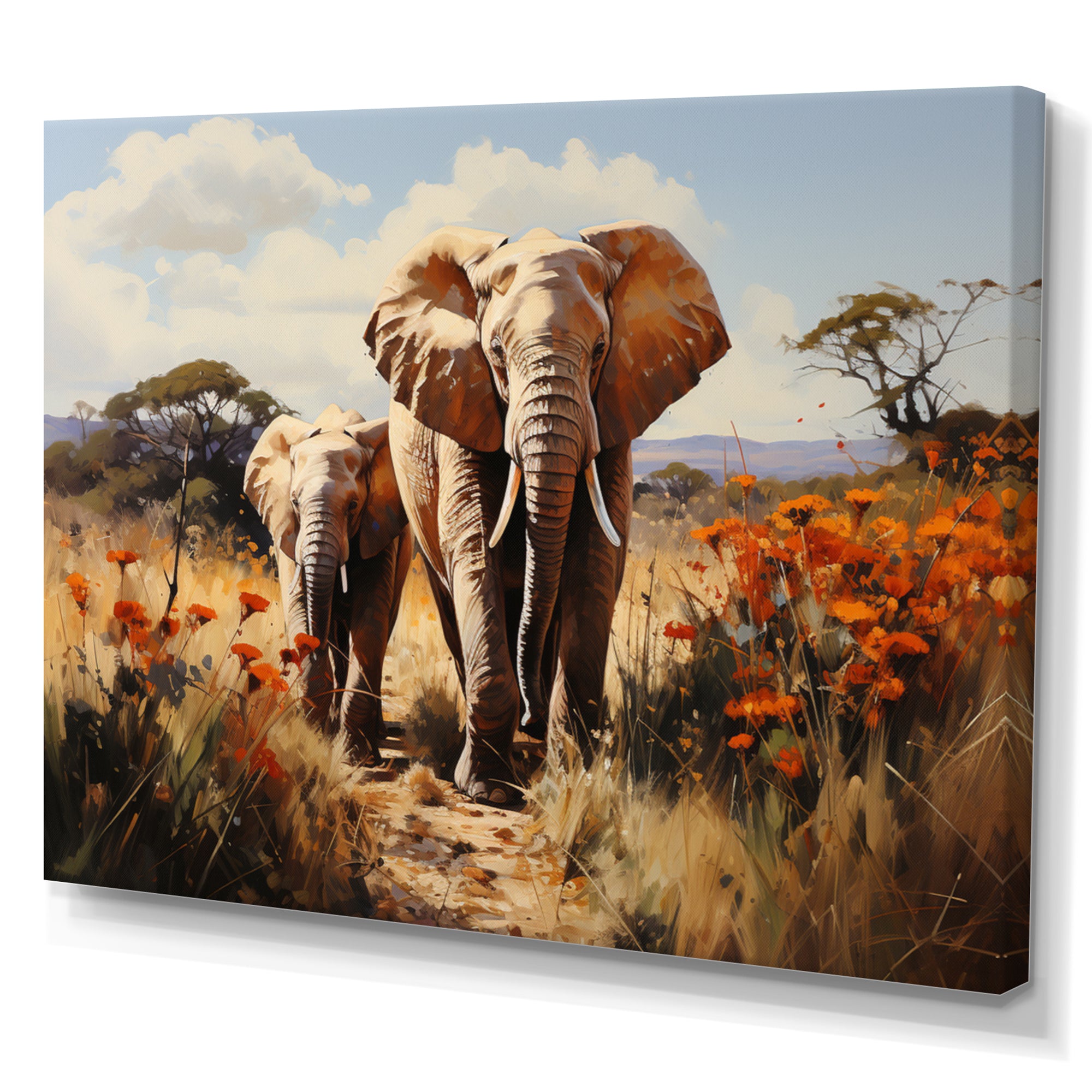 Elephant Family Harmony - Gray Elephant Wall Art