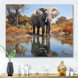 Elephant Reflection - Elephant Framed Canvas Art