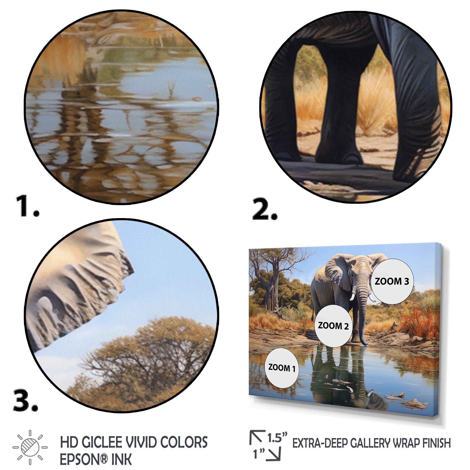 Elephant Reflection - Elephant Framed Canvas Art