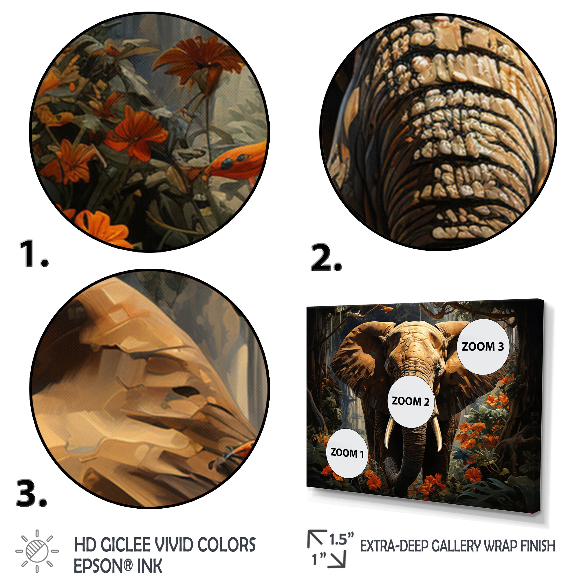 Elephant Jungle Royalty - Elephant Canvas Wall Art