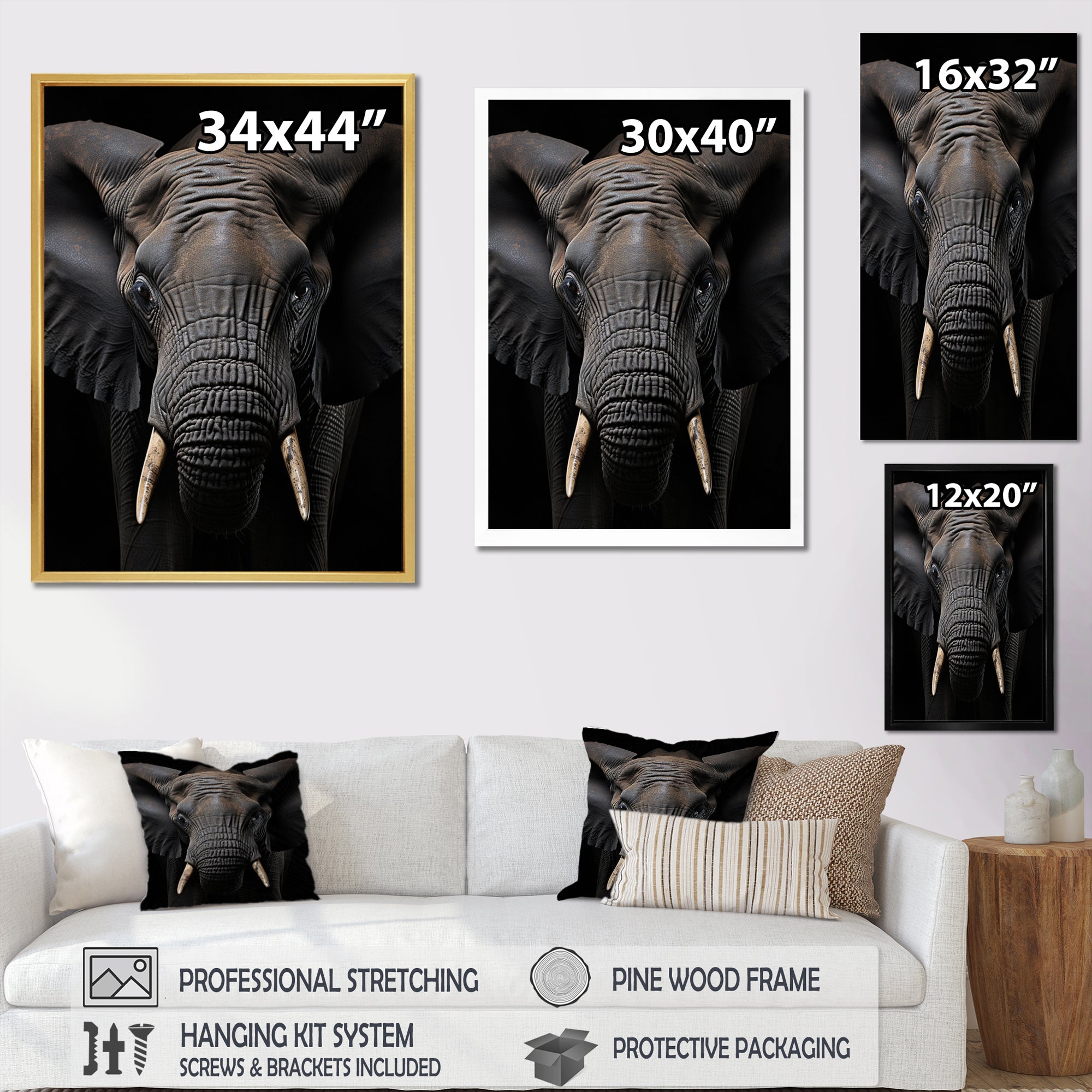 Elephant Portrait In Black And White - Elephant Wall Art Prints