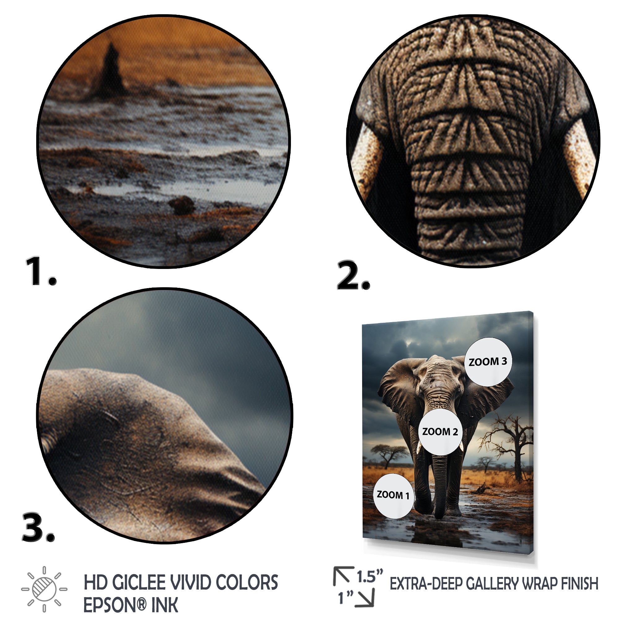 Elephant Tales From Afar - Elephant Large Canvas Wall Art