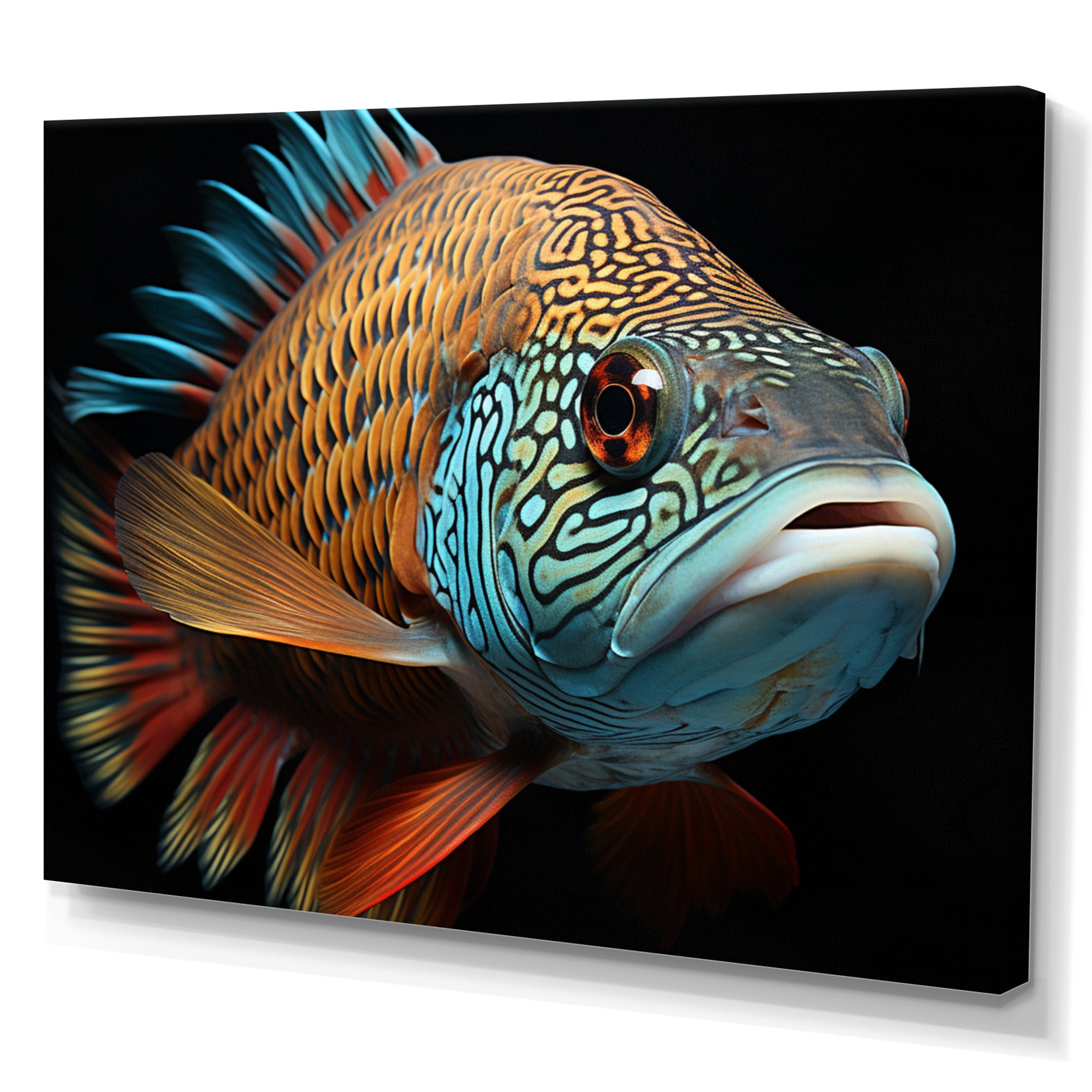 Fish Portrait Photo - Teal Fish Wall Art