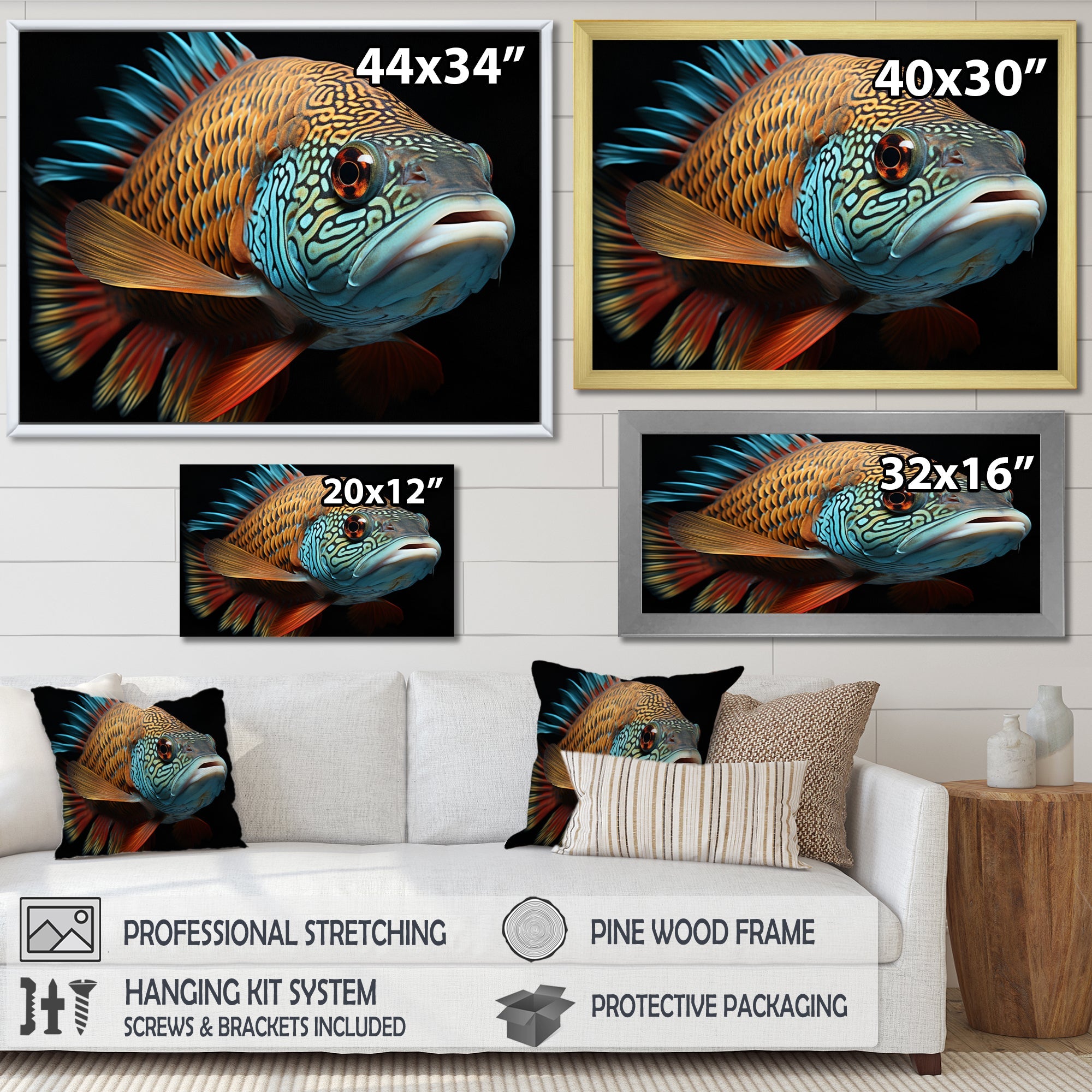 Fish Portrait Photo - Teal Fish Wall Art