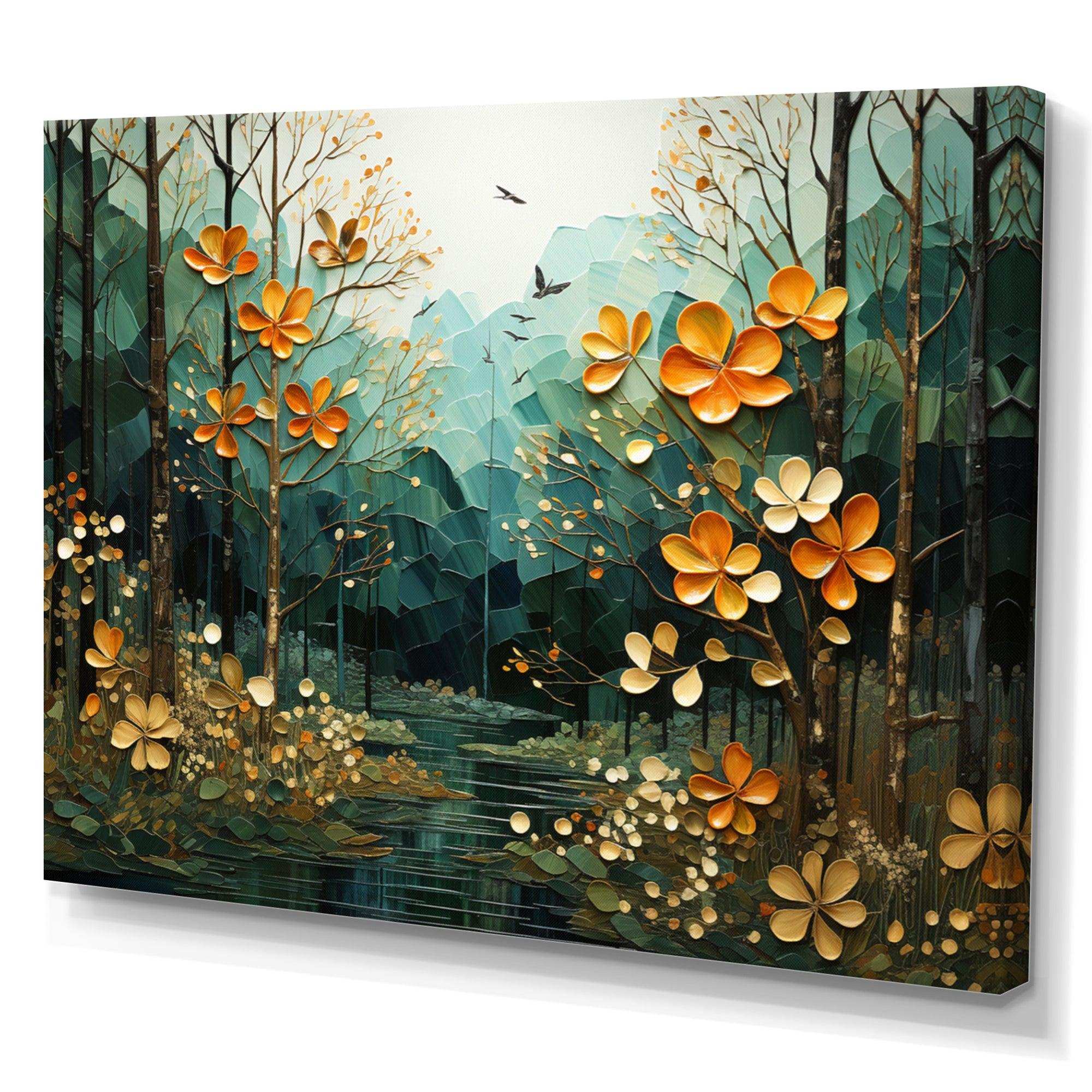 Forest Enchanted Canopy Patchwork II - Landscapes Canvas Wall Art