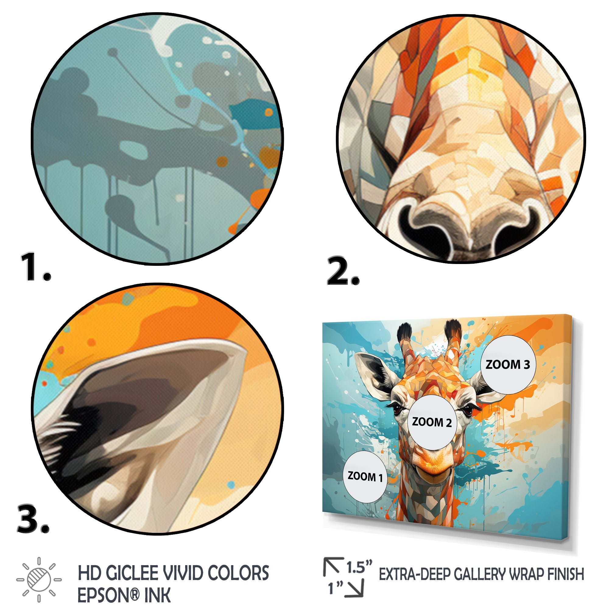 Giraffe Elegant Geometric - Giraffe Large Canvas Wall Art