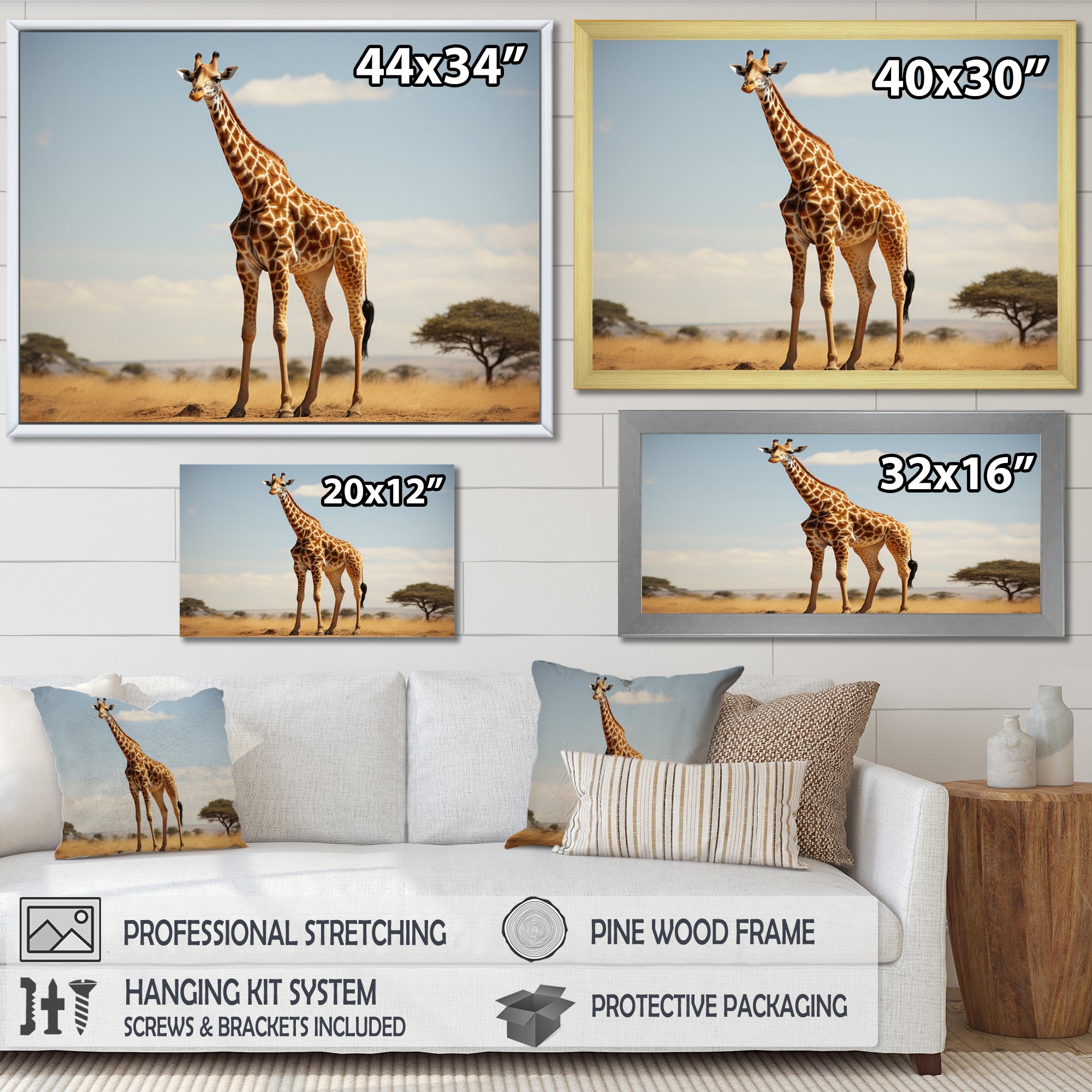 Giraffe Gentle Horizon - Giraffe Living Room Wall Art