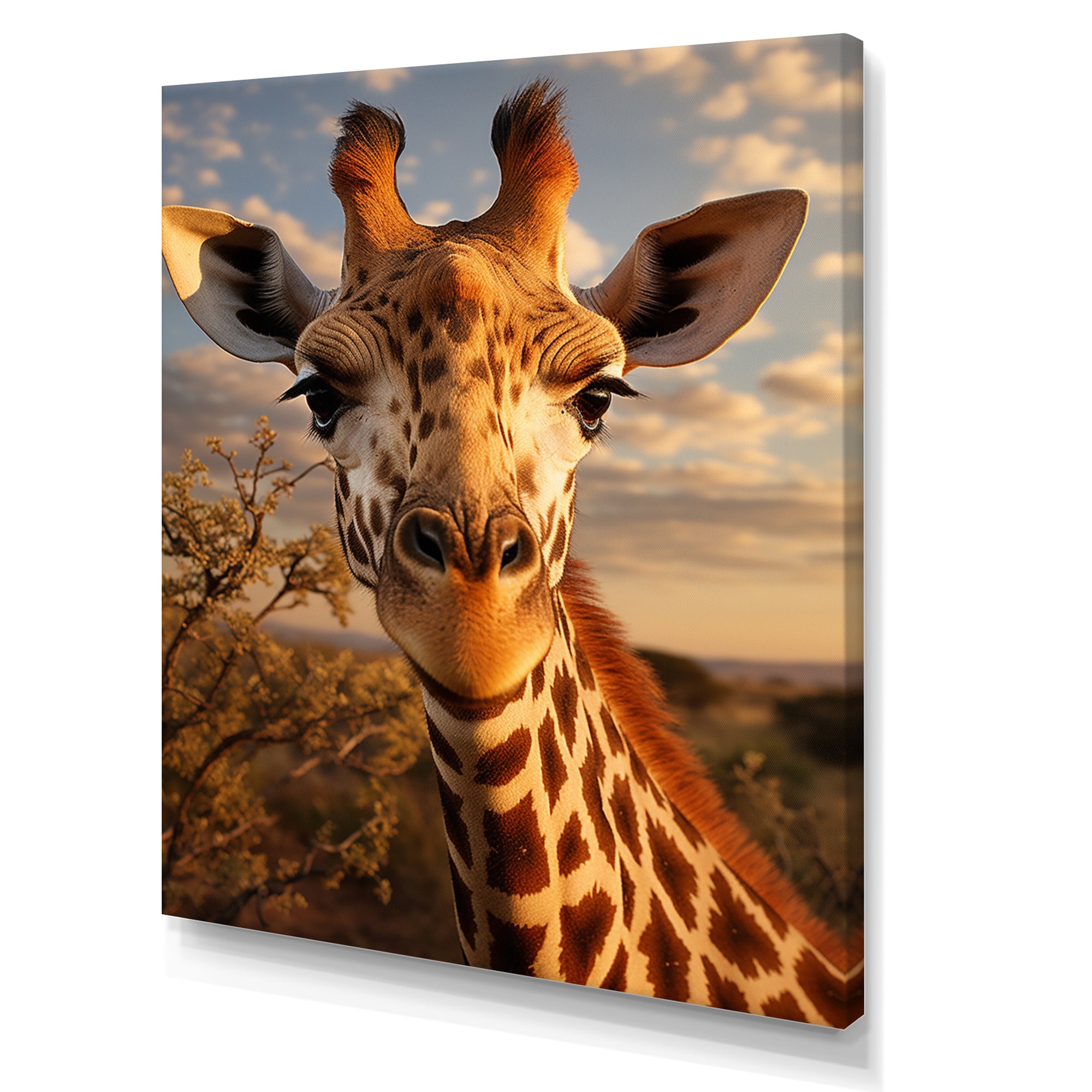 Giraffe Portrait Vibrant - Giraffe Canvas Wall Art