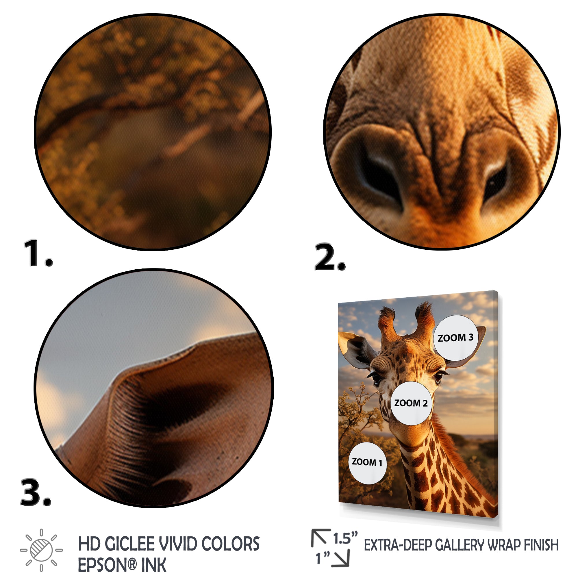 Giraffe Portrait Vibrant - Giraffe Canvas Wall Art