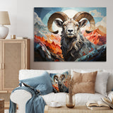 Goat Mountain Guardian Geometric - Gray Goat Wall Art
