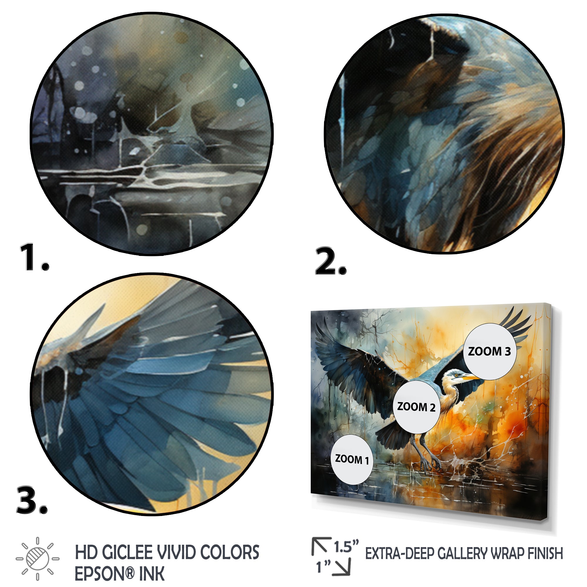 Teal Yellow Heron Elegance Unveiled Pointillism - Heron Wall Decor