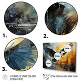 Teal Yellow Heron Elegance Unveiled Pointillism - Heron Wall Decor