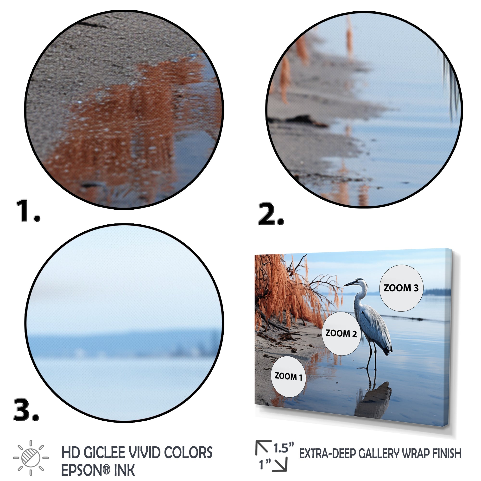 Heron Morning Stroll - Heron Framed Canvas Art