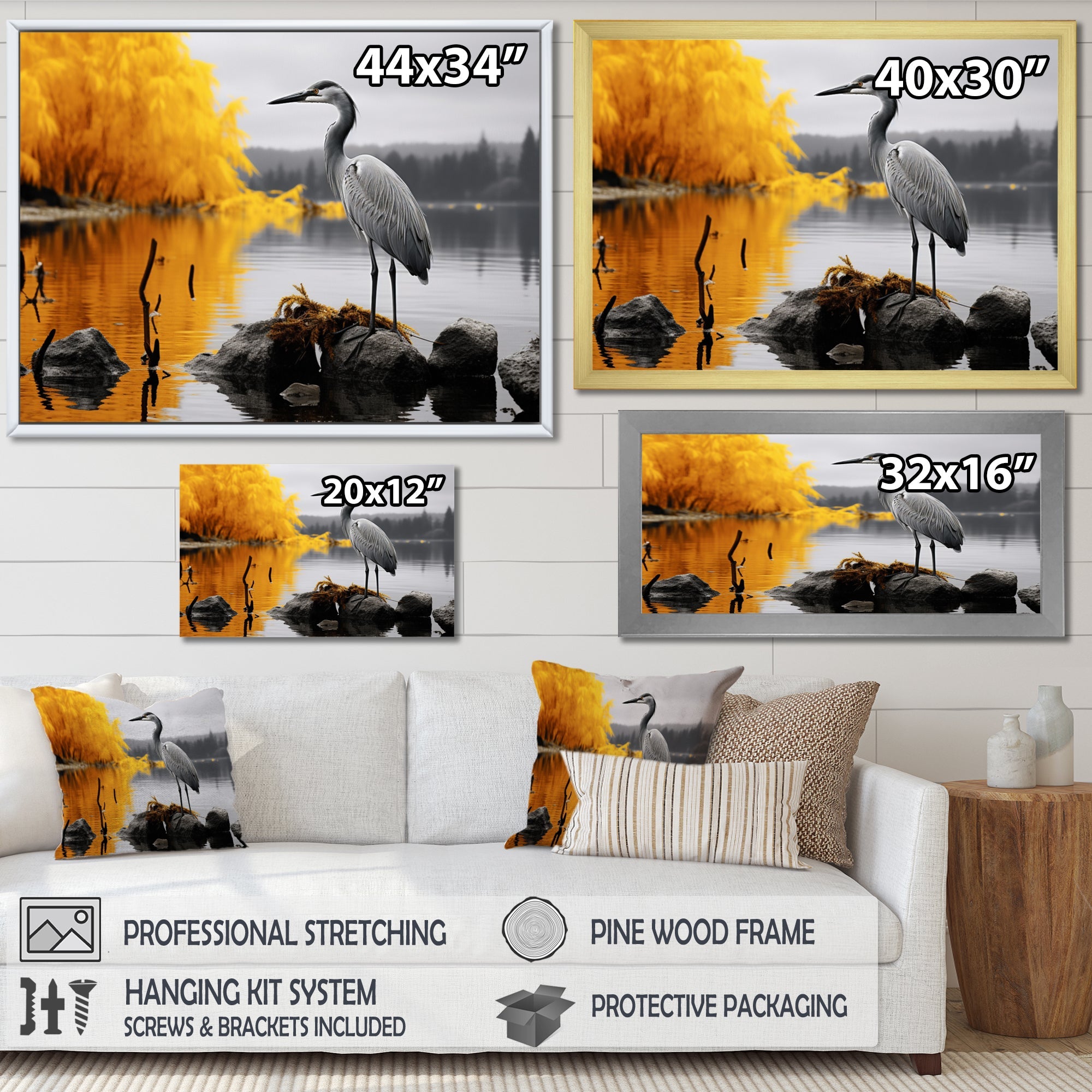 Heron Silent Waters - Heron Bedroom Wall Art