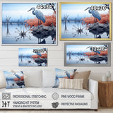 Heron Silent Waters Blue - Heron Canvas Wall Art