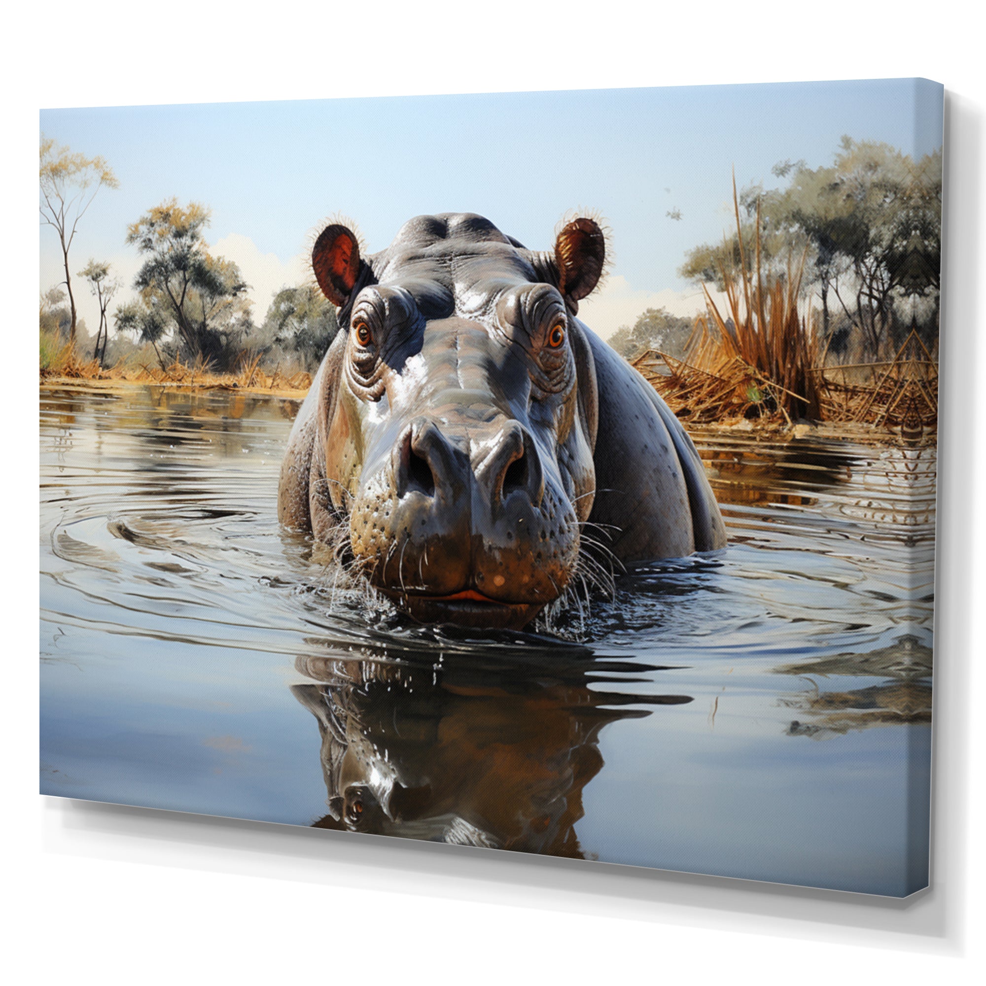 Hippopotamus Rivers Behemoth - Hippopotamus Large Canvas Wall Art