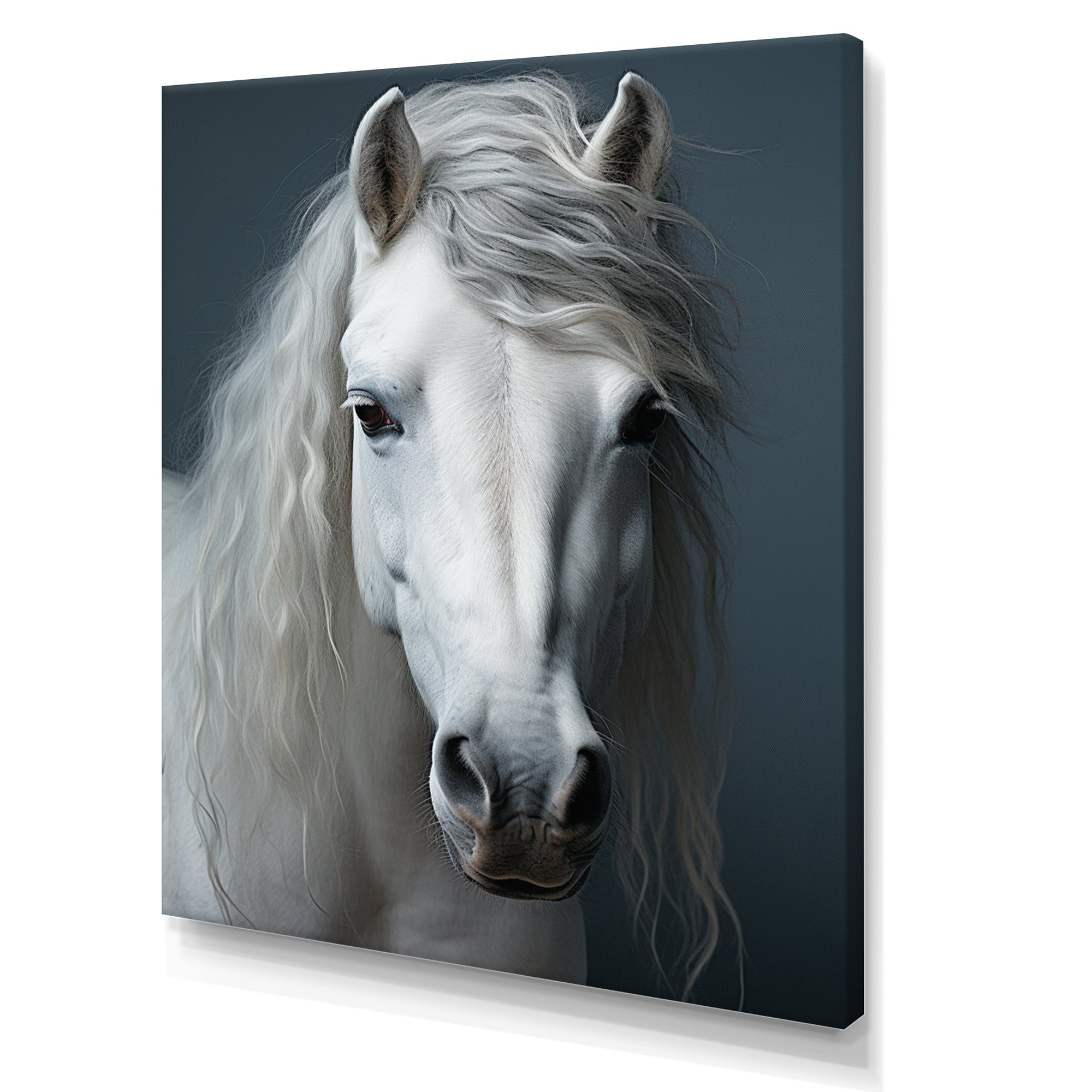 White Horse Crisp Monochrome - Horse Bedroom Wall Art