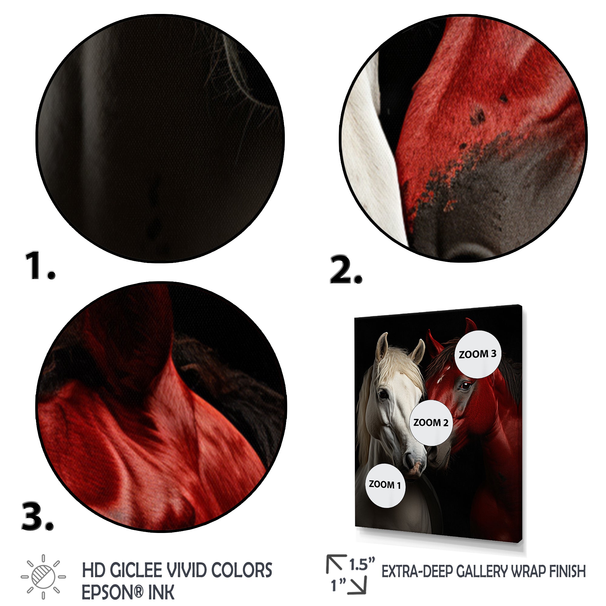 Red And White Horse Dynamic Duo - Horse Canvas Wall Art