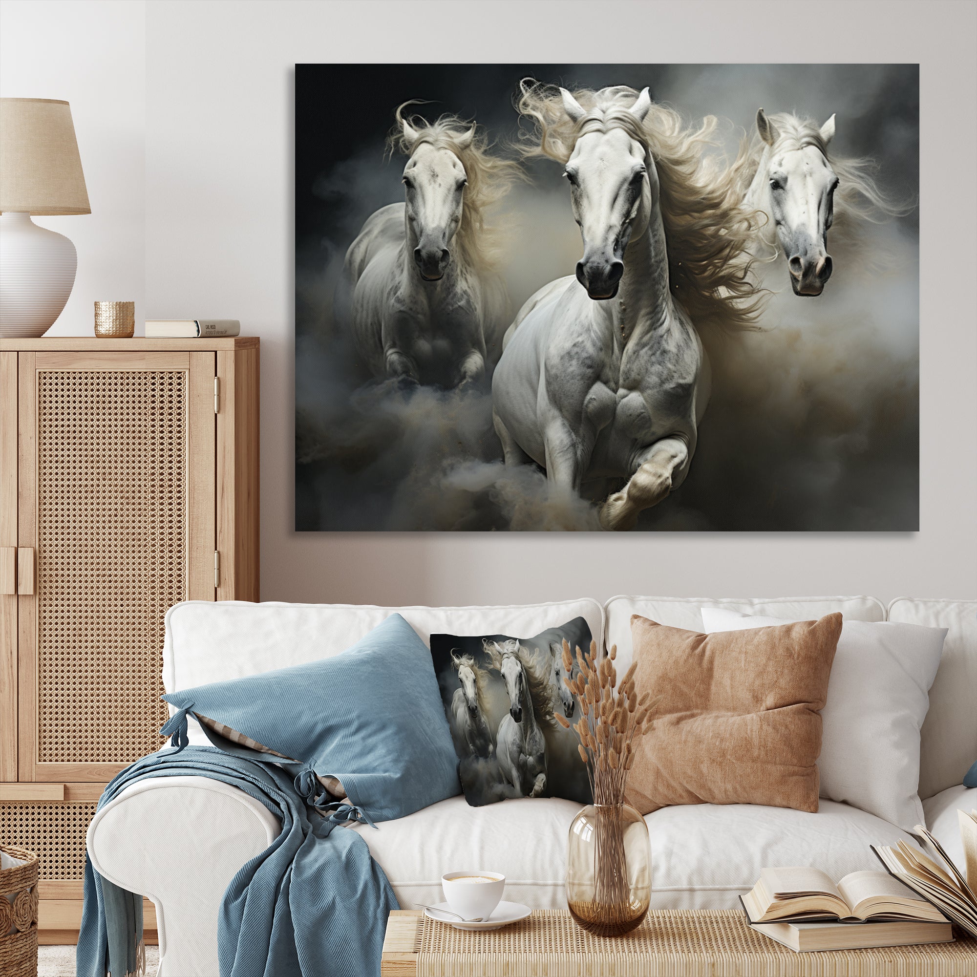 White Beige Horse Equine Harmony - Horse Wall Decor