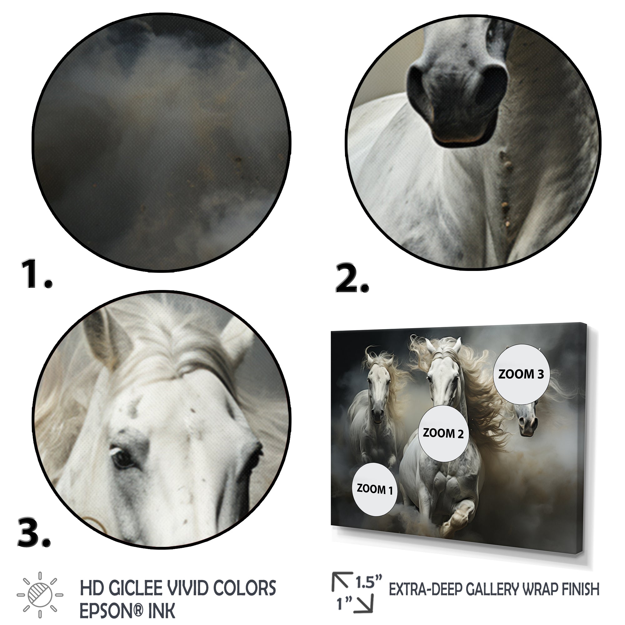 White Beige Horse Equine Harmony - Horse Wall Decor