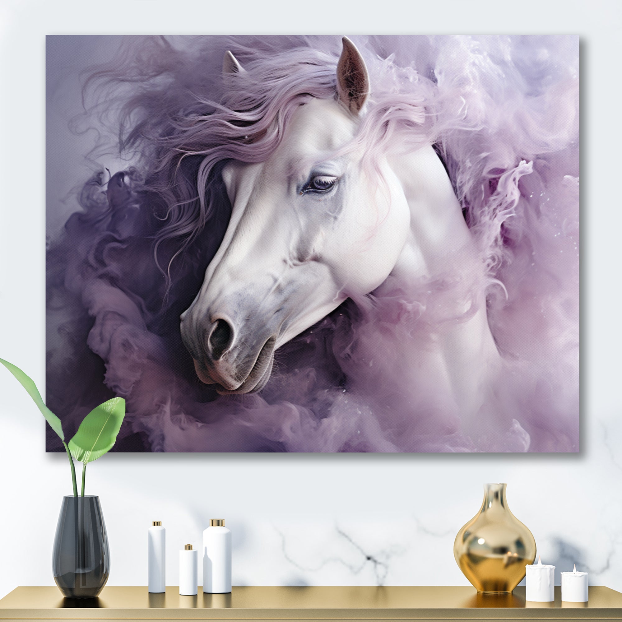 Purple White Horse Ethereal Essence - Horse Wall Art Prints
