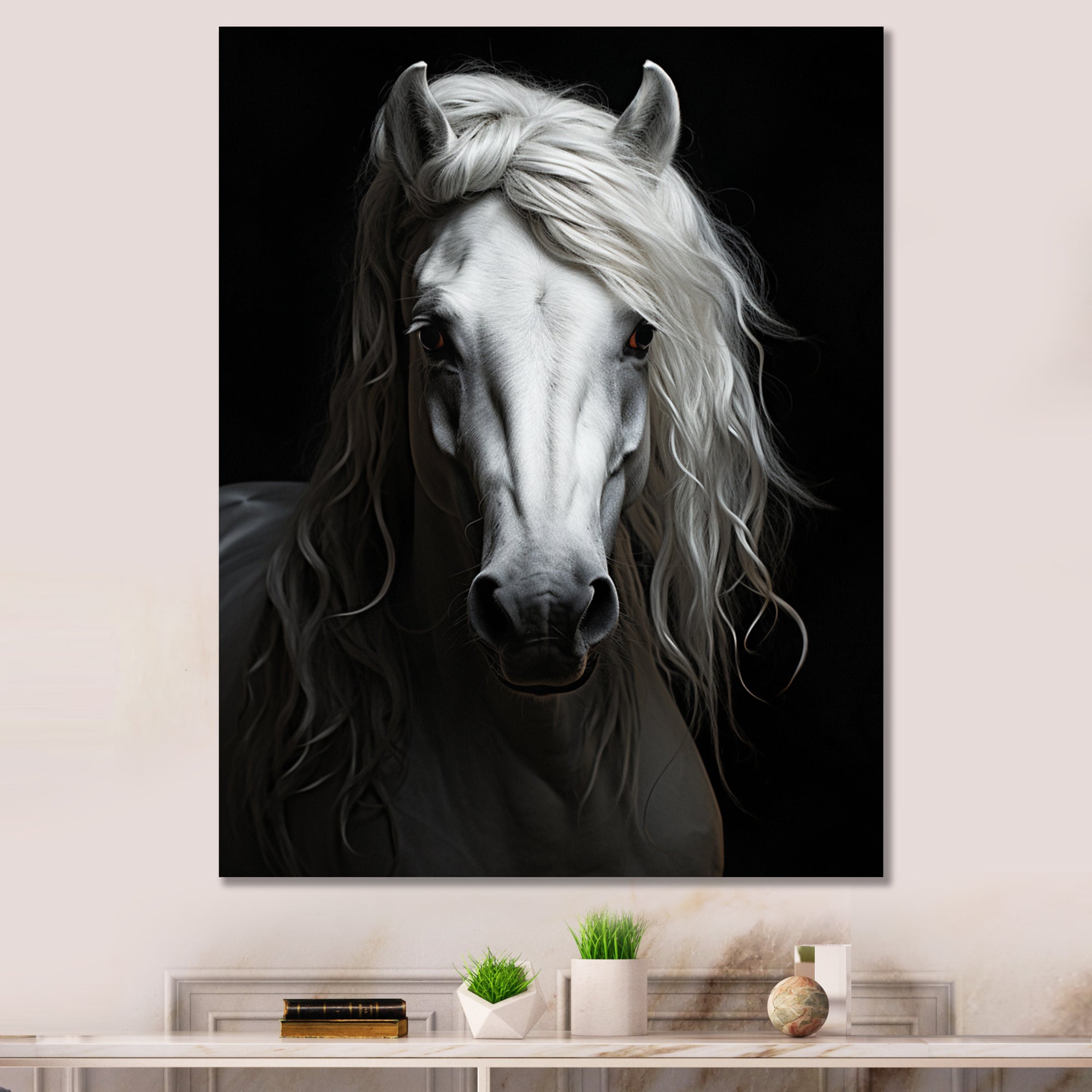 Grey Horse Majestic Monochrome - Horse Home Decor Art