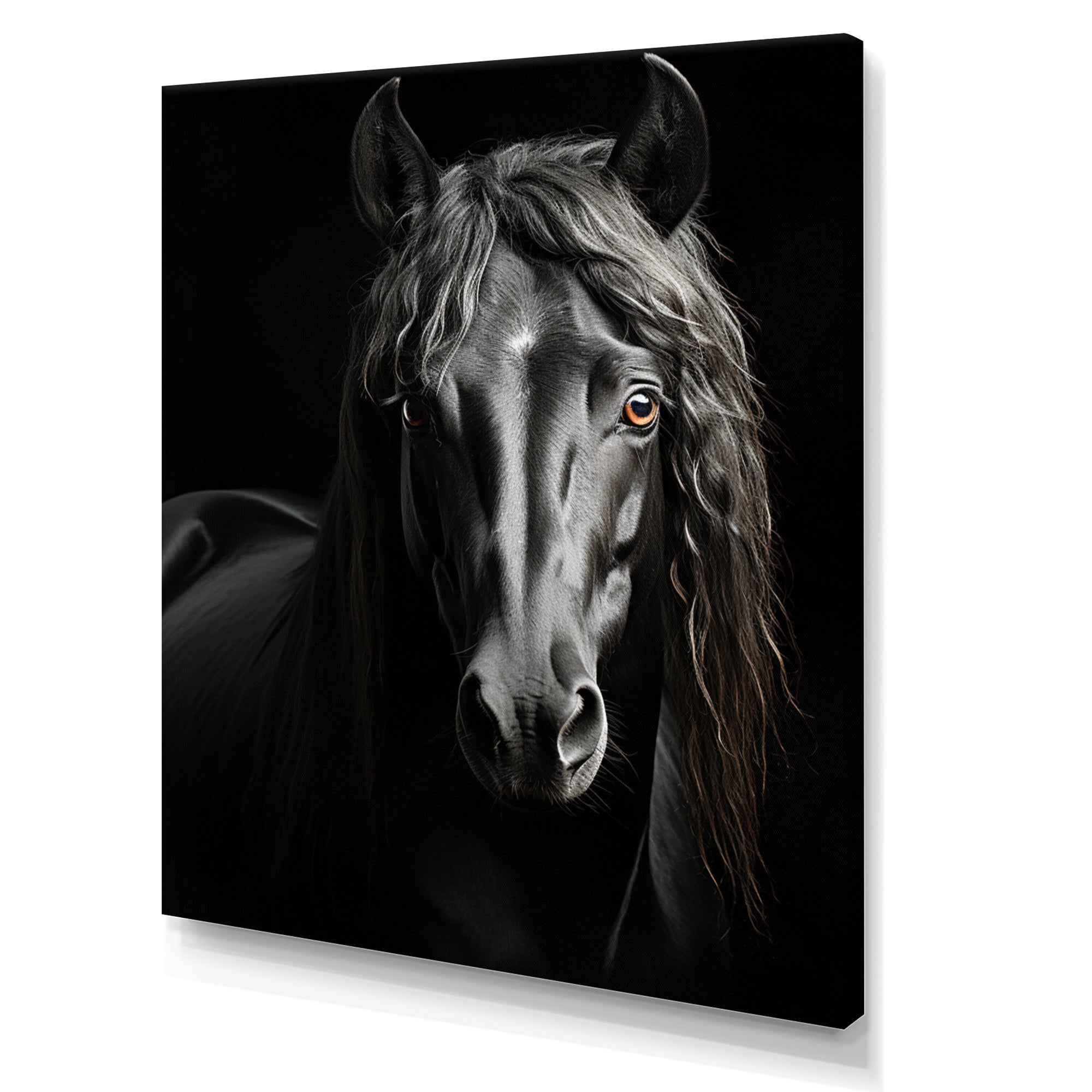 Black White Horse Portrait Vibrant - Horse Wall Decor