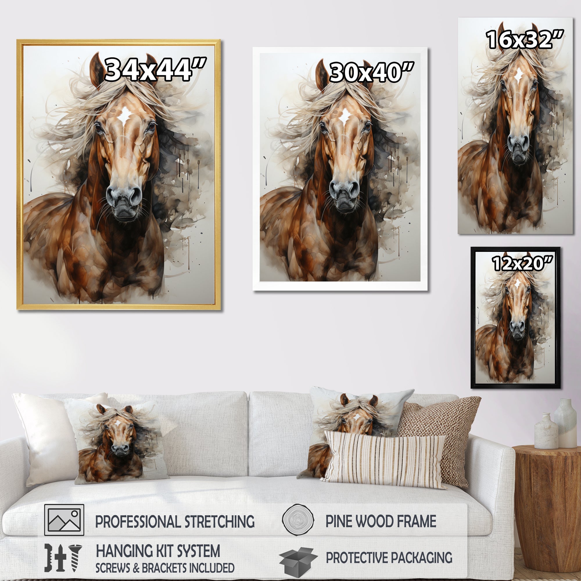 Brown Beige Horse Spirit Of Equus - Brown Horse Wall Art