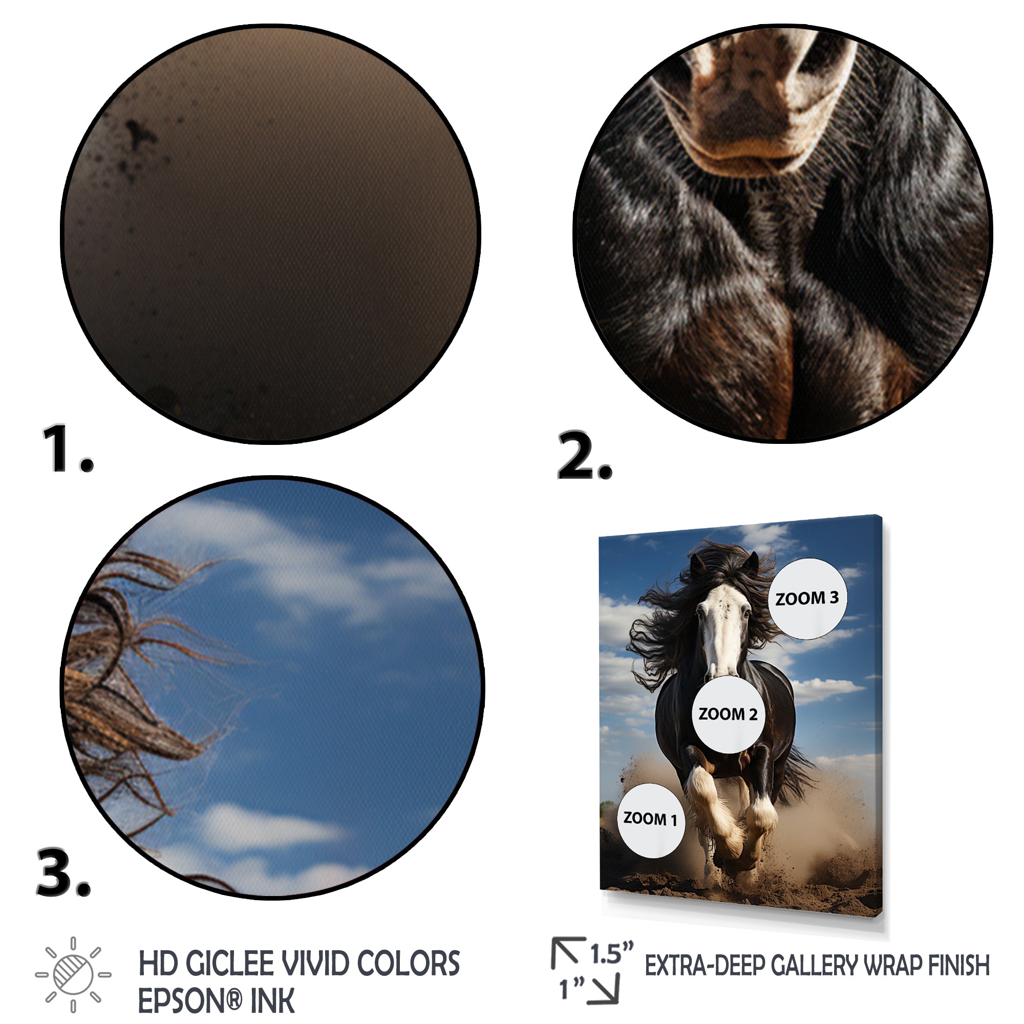 Black White Horse Stallions Strength - Horse Home Decor Art