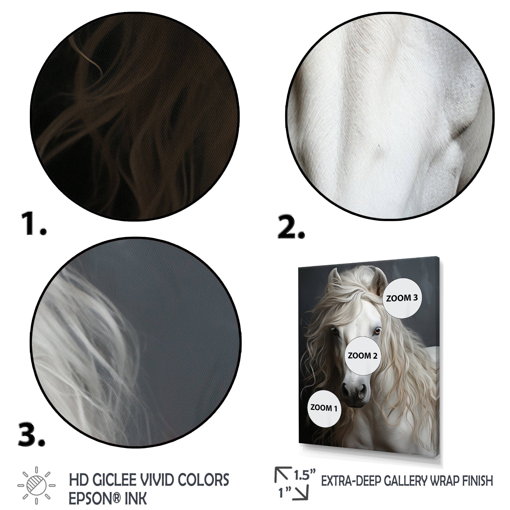 White Horse Subtle Whispers - Horse Canvas Wall Art