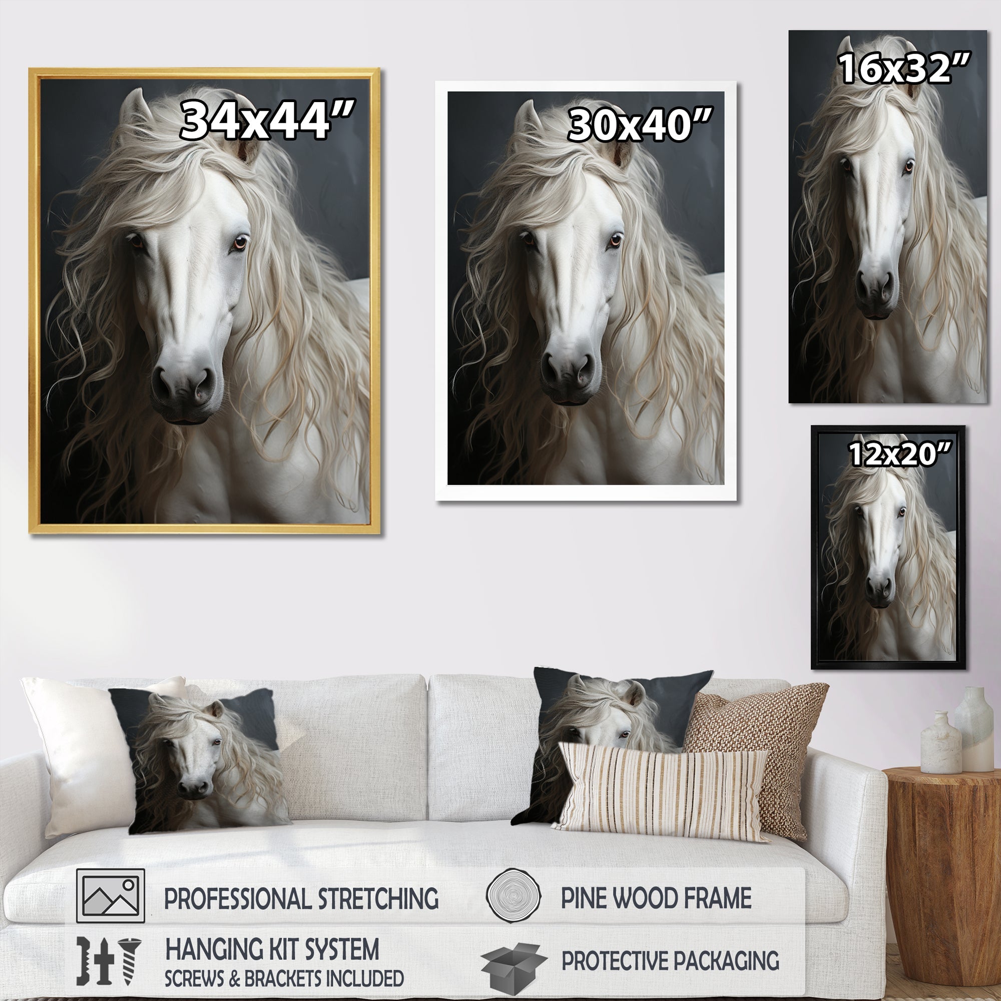 White Horse Subtle Whispers - Horse Canvas Wall Art