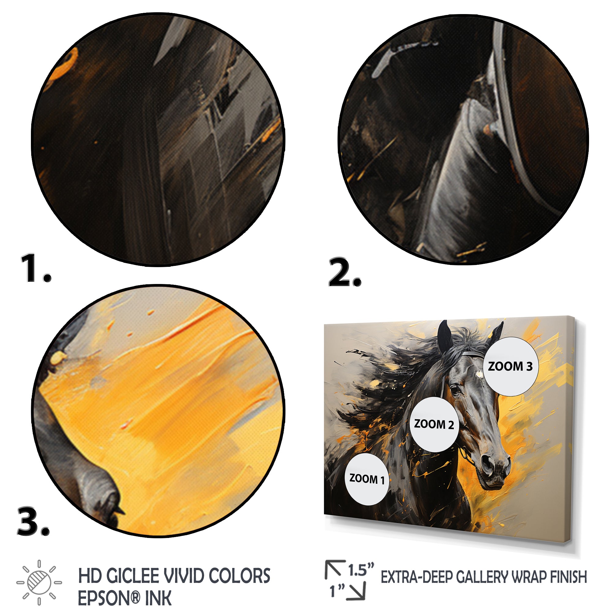 Yellow Black Horse Vibrant Yellow Equine - Yellow Horse Wall Art